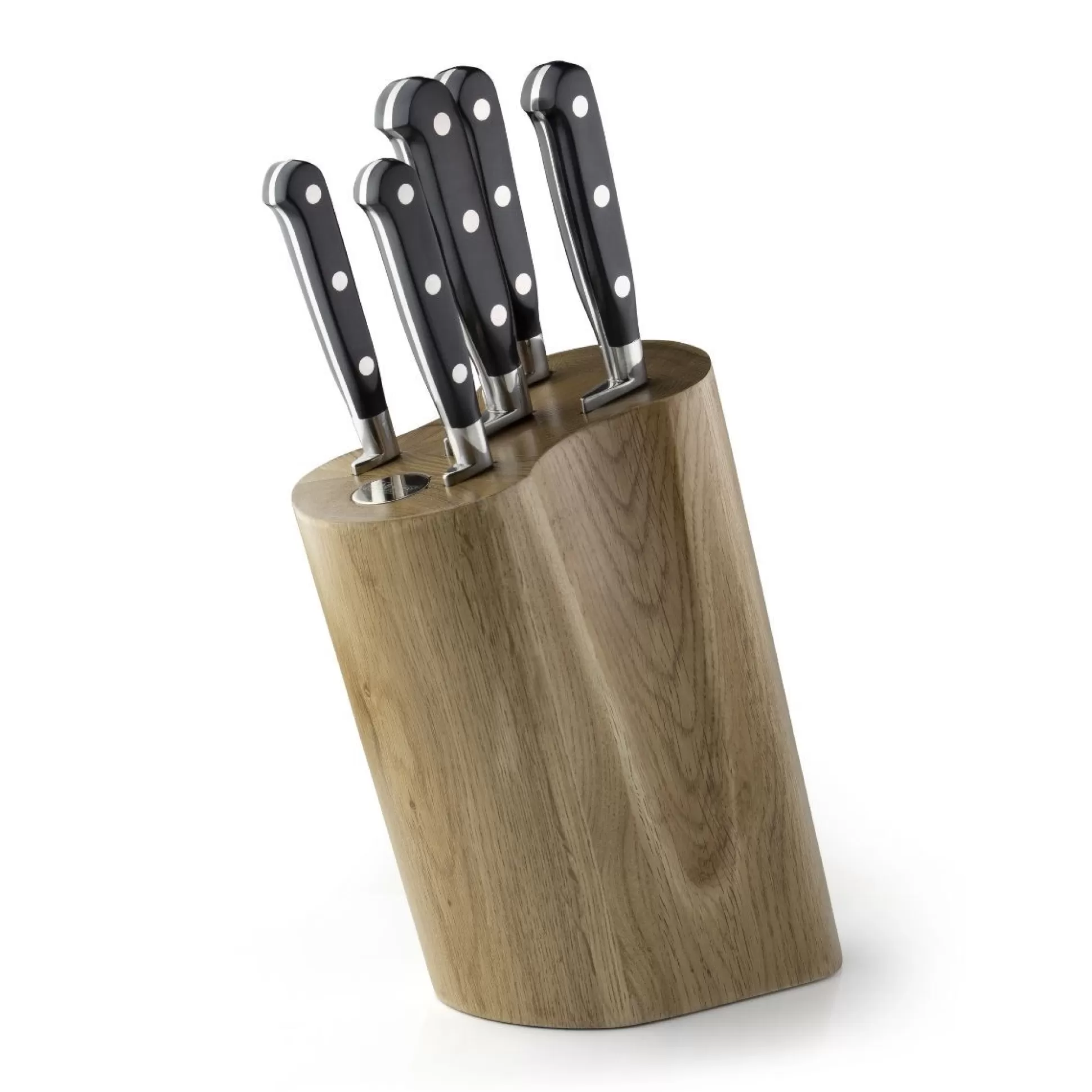 Knives&Knife Blocks>Meadows and Byrne 5 Piece Oak Knife Block Set