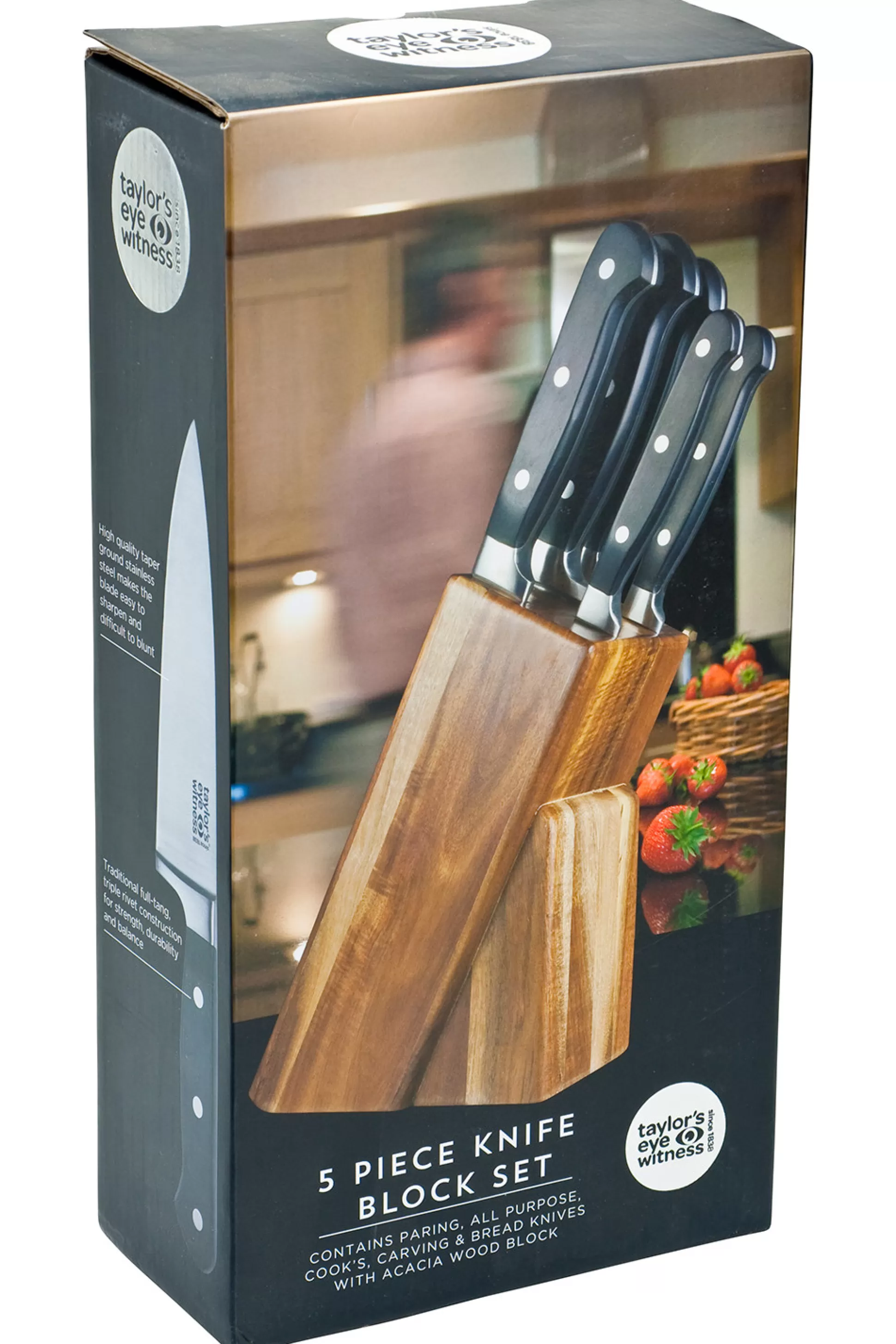 Knives&Knife Blocks>Meadows and Byrne Acacia Knife Block Set 5Pc
