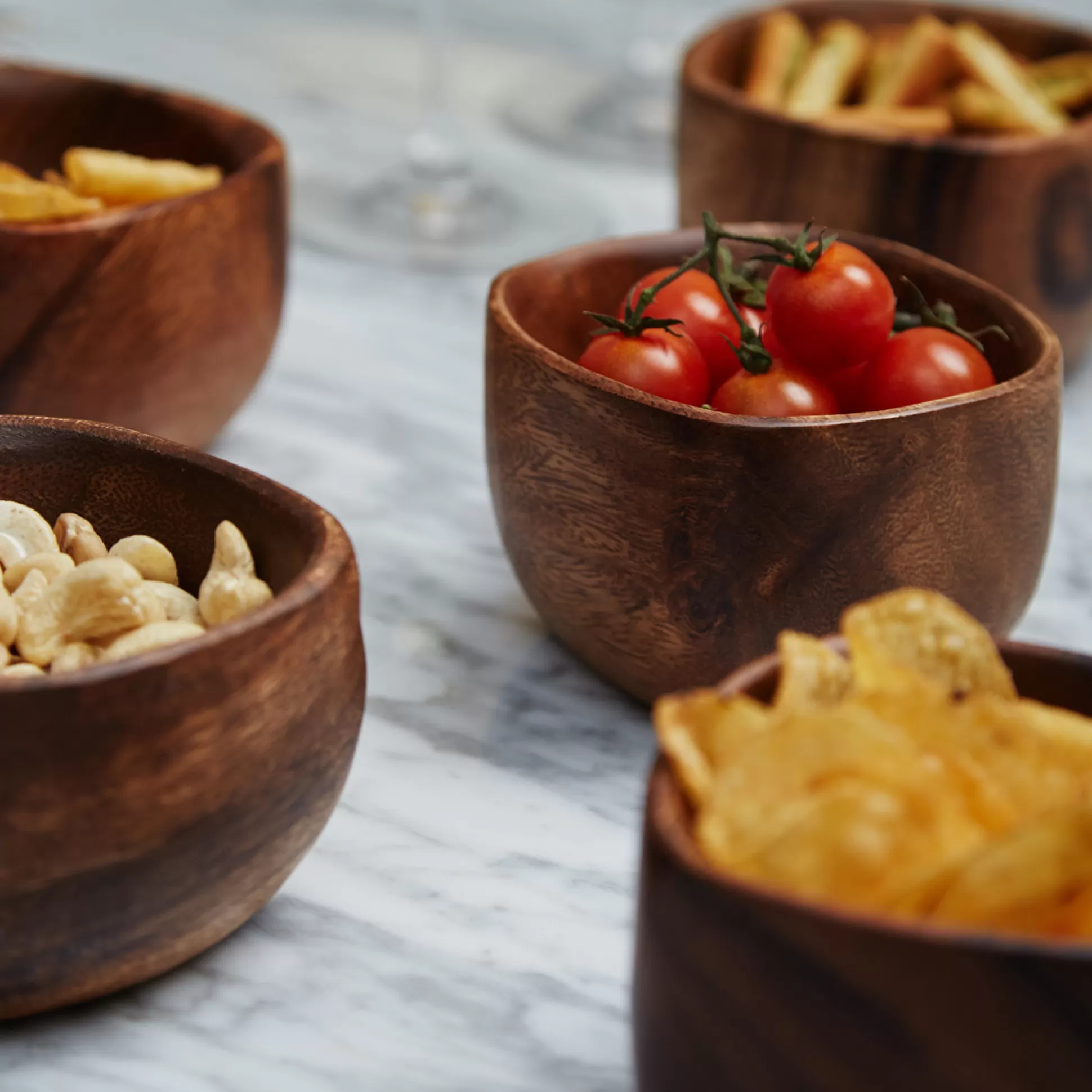 Bowls>Meadows and Byrne Acacia Wood Square Bowls - Set Of 5