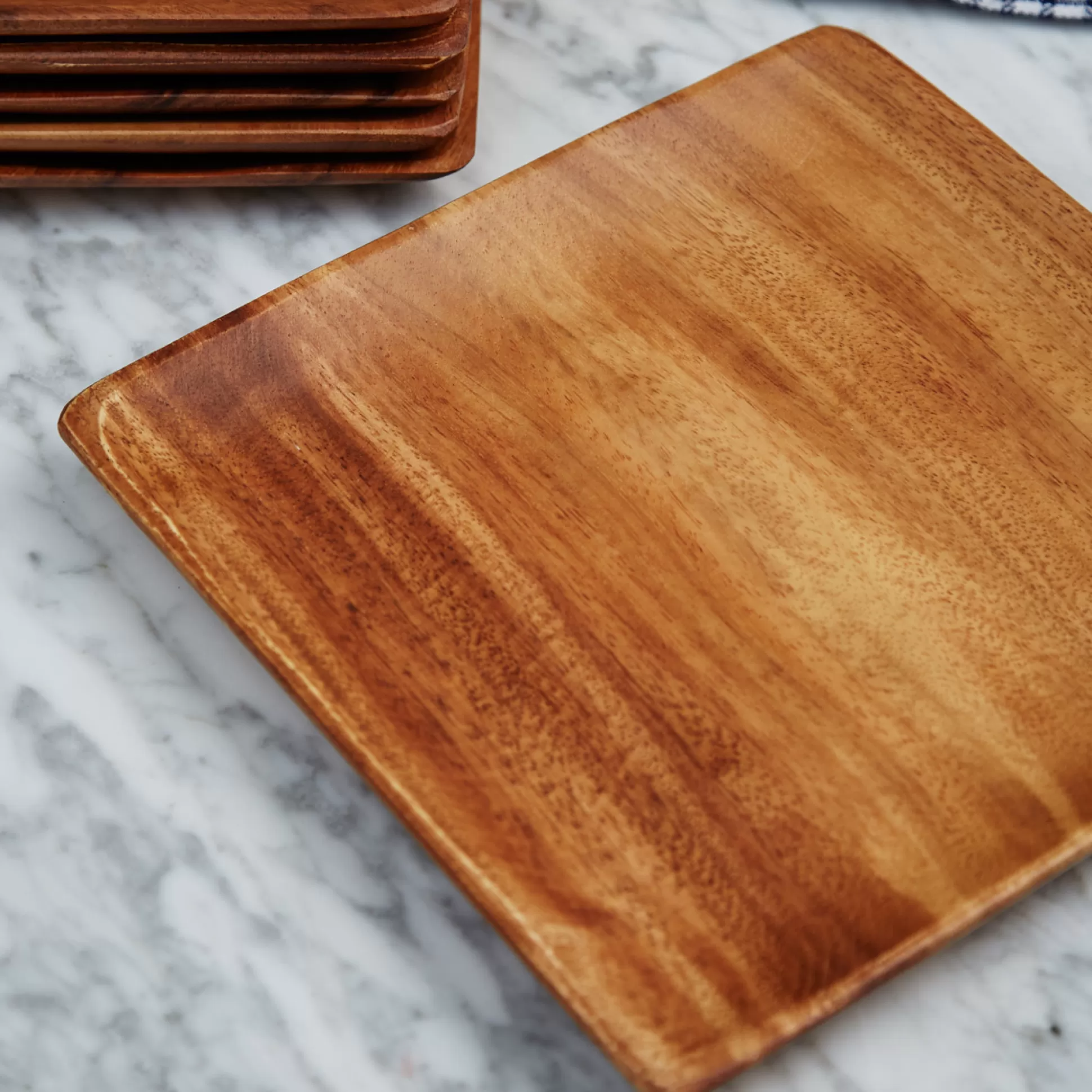 Plates>Meadows and Byrne Acacia Wood Square Plate Large - Set Of 6