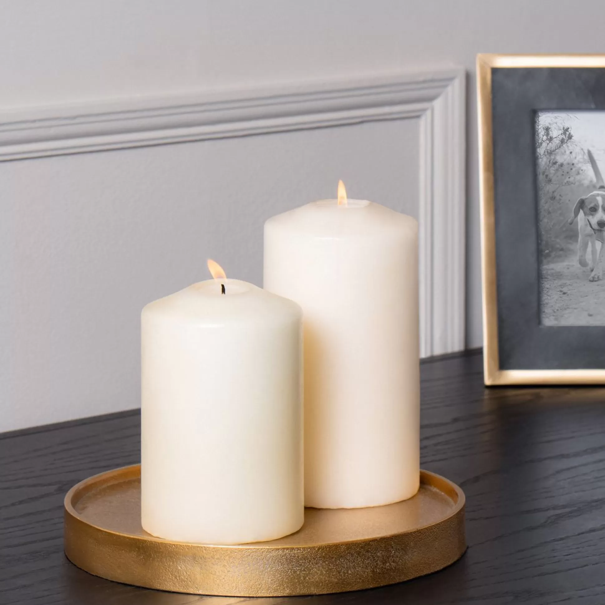 Candle Holders>Meadows and Byrne Apollo Round Pillar Holder Gold