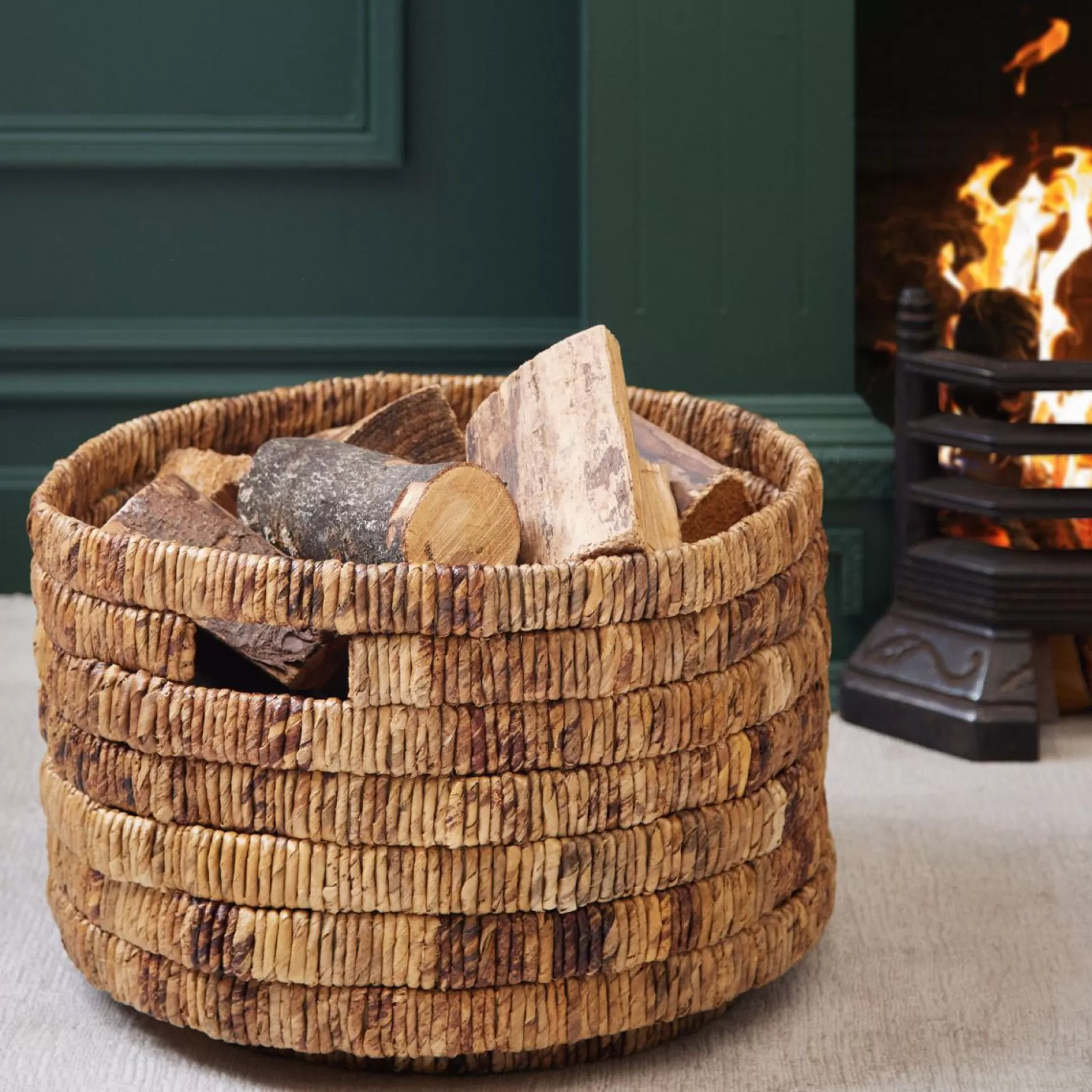 Storage>Meadows and Byrne Baru Round Basket With Cutout Handles - Large