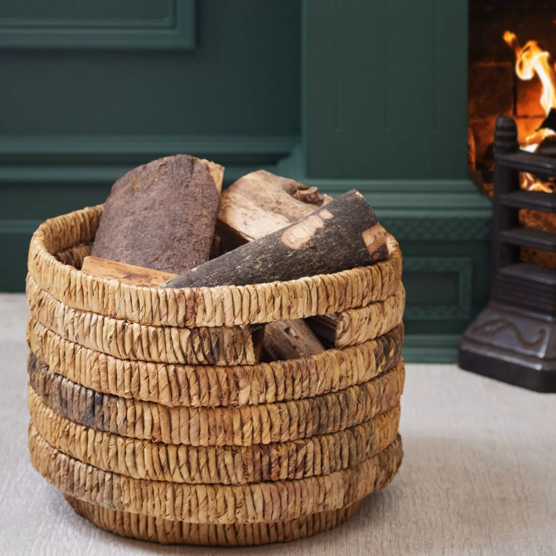 Storage>Meadows and Byrne Baru Round Basket With Cutout Handles - Small