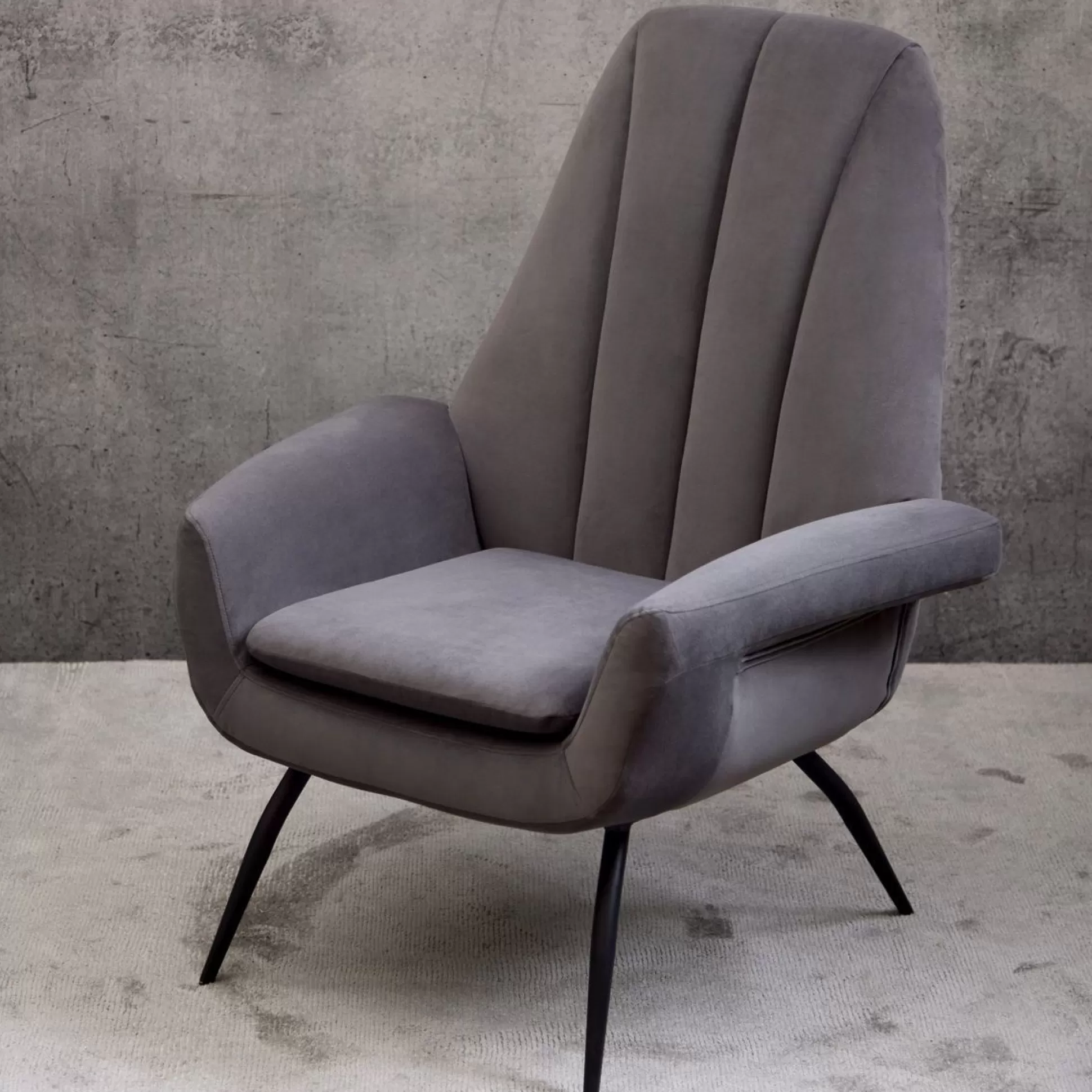 Armchairs>Meadows and Byrne Bibi Charcoal Velvet Lounge Chair