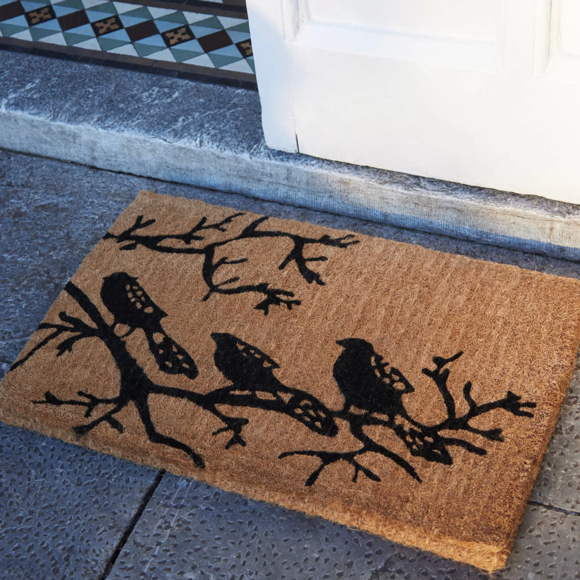 Rugs & Door Mats>Meadows and Byrne Birds On Brambles Mat