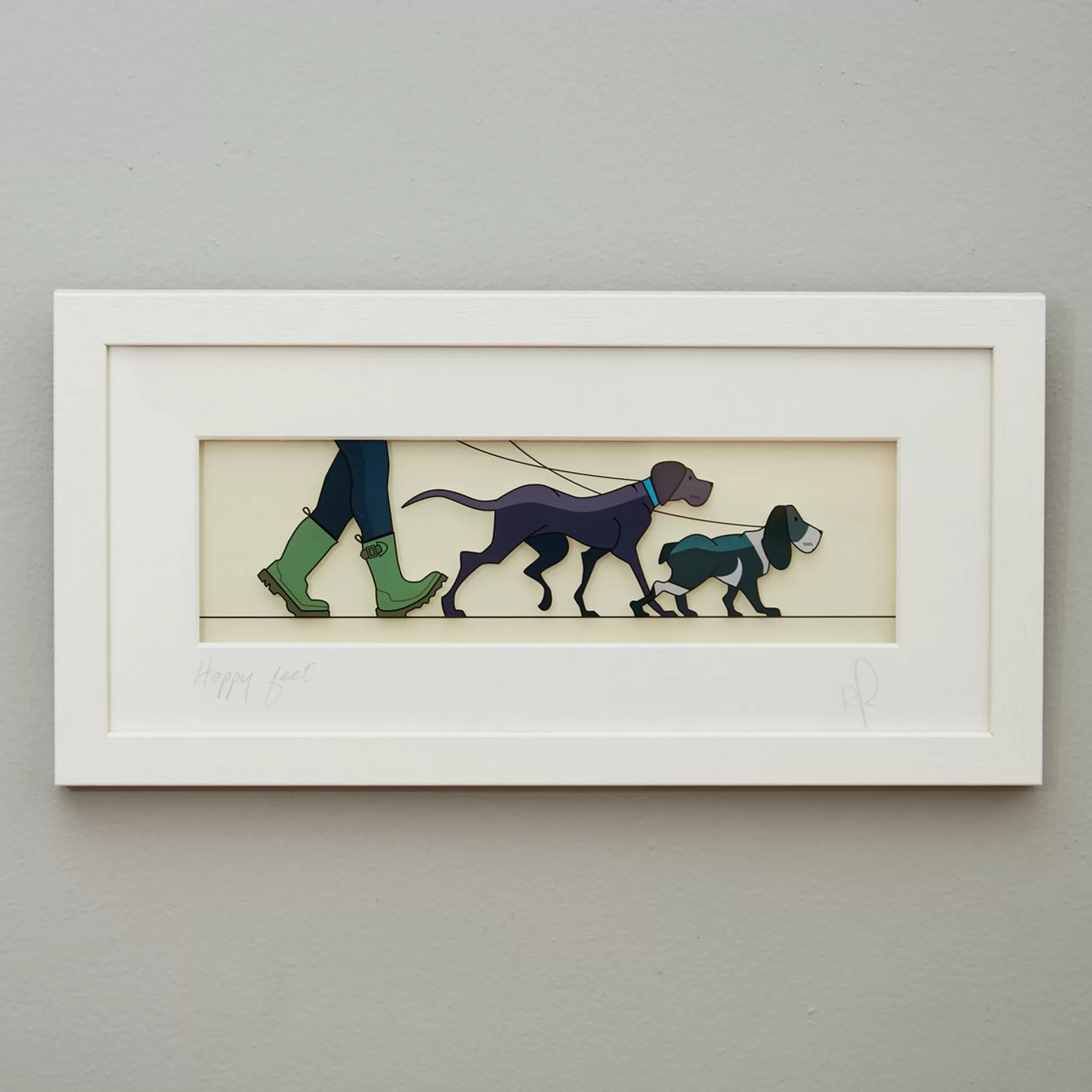 Wall Art & Picture Frames>Meadows and Byrne Black Hen Design Happy Feet - Framed