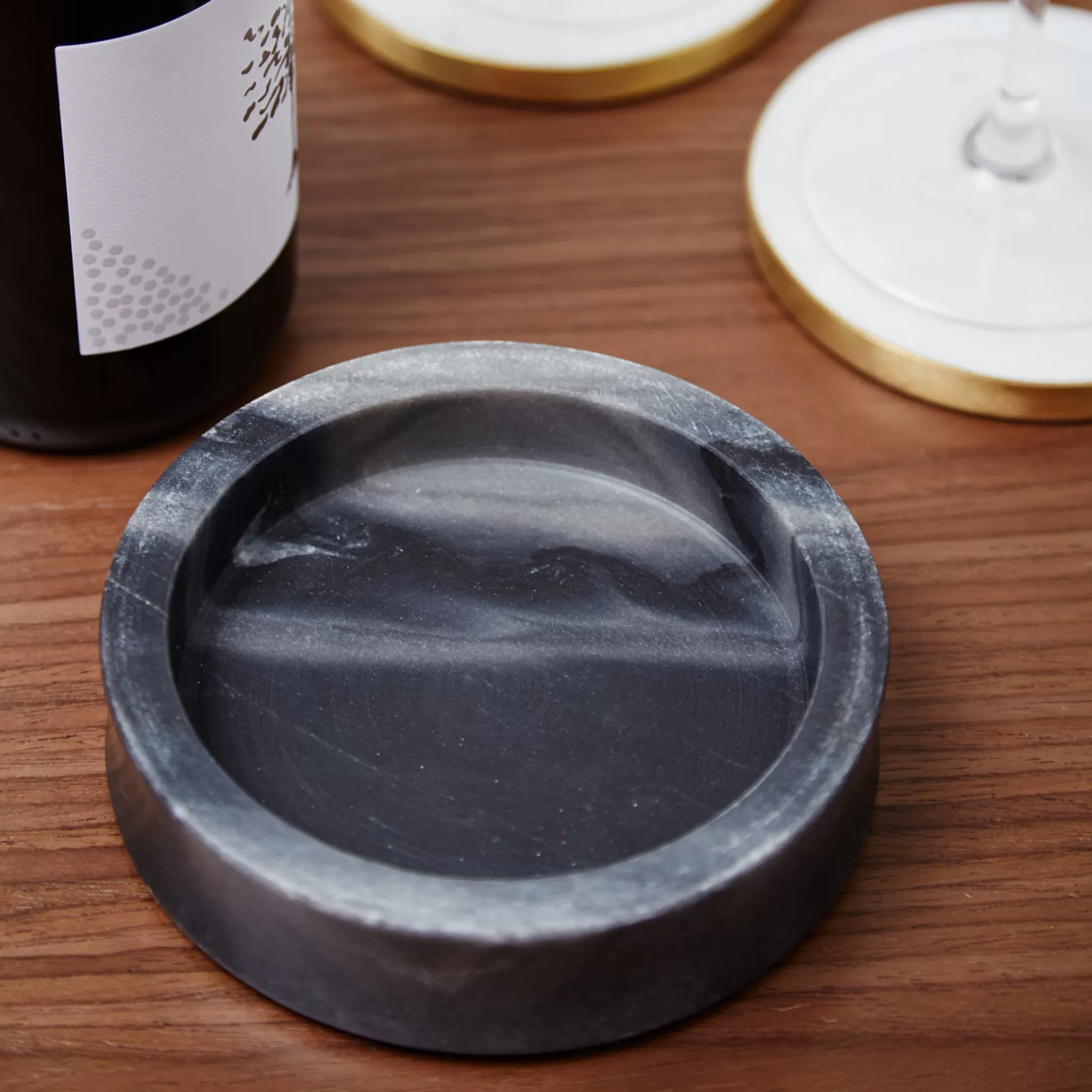 Bar Accessories>Meadows and Byrne Black Marble Wine Coaster
