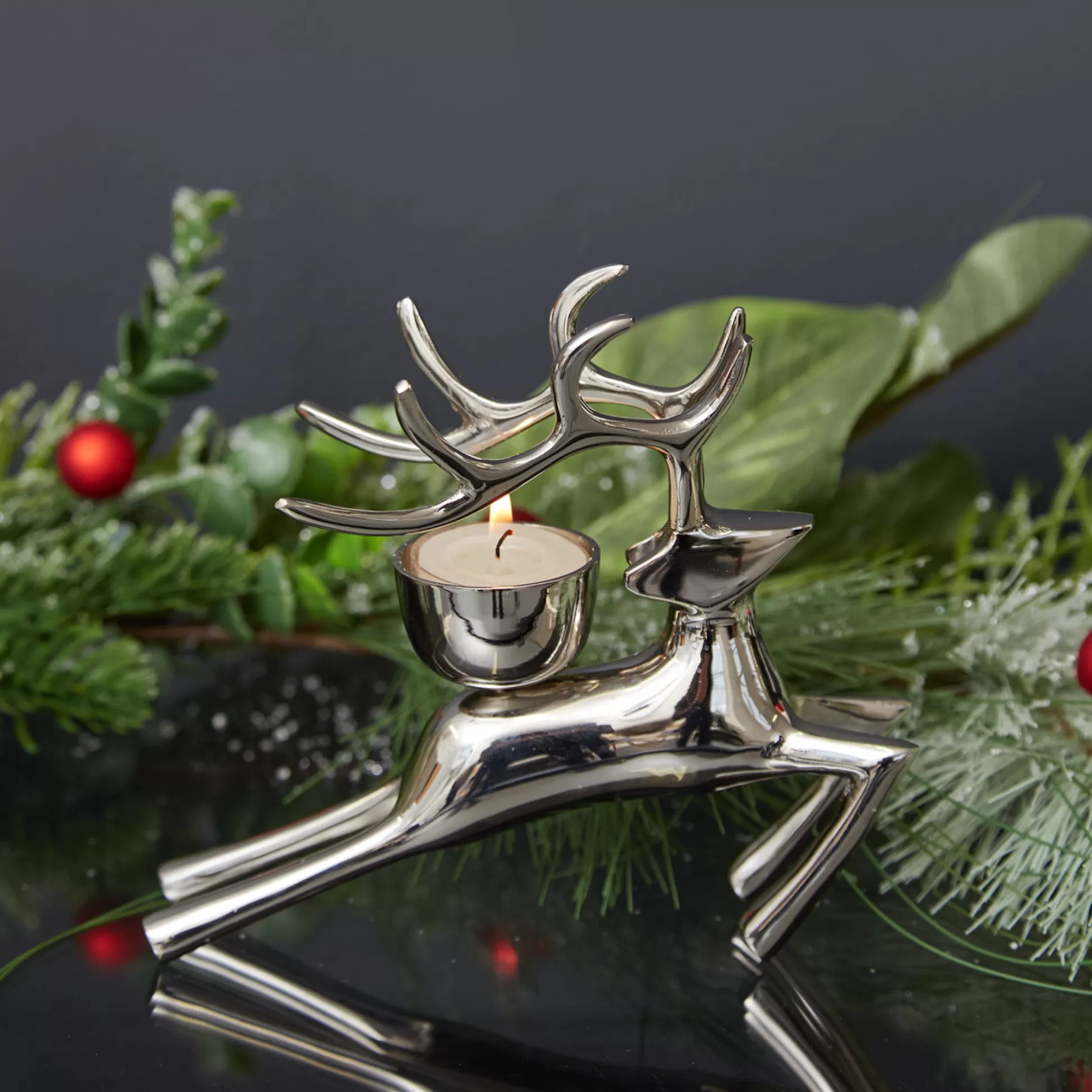 Candle Holders>Meadows and Byrne Blitzen Reindeer Tealight Holder
