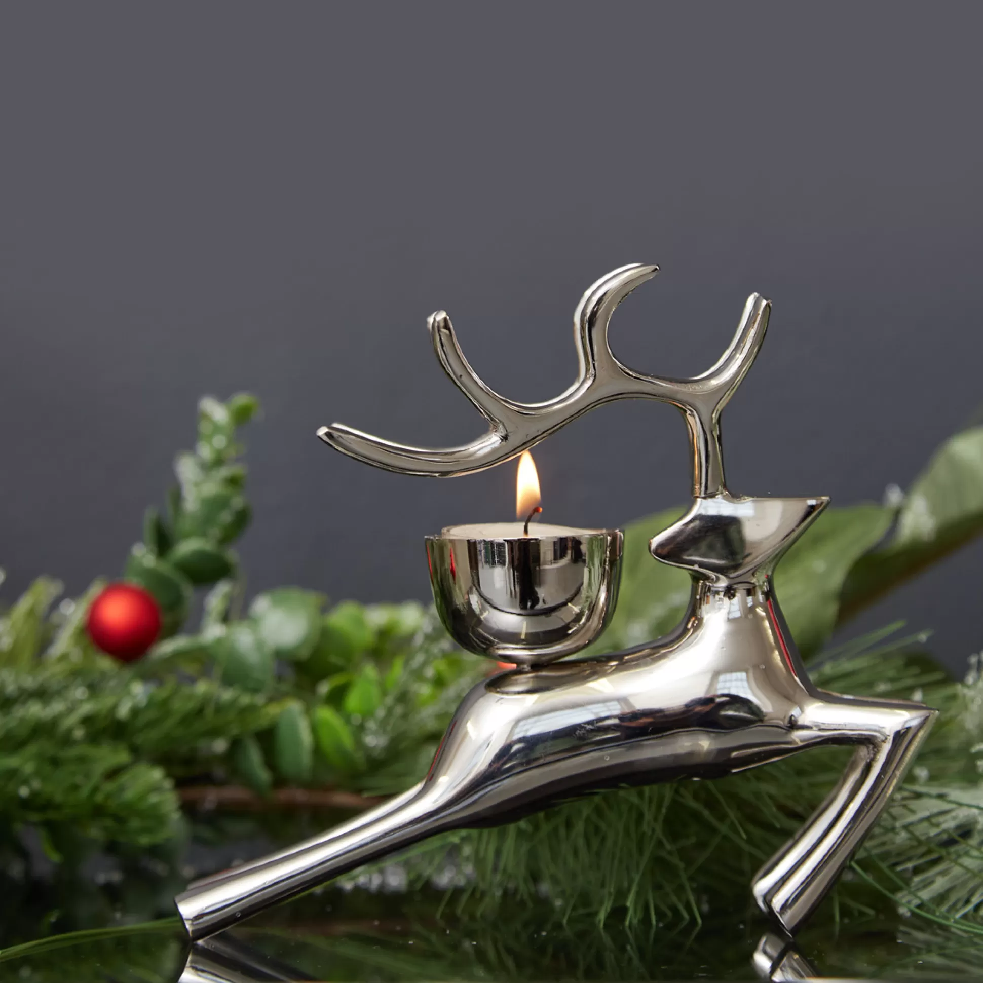 Candle Holders>Meadows and Byrne Blitzen Reindeer Tealight Holder