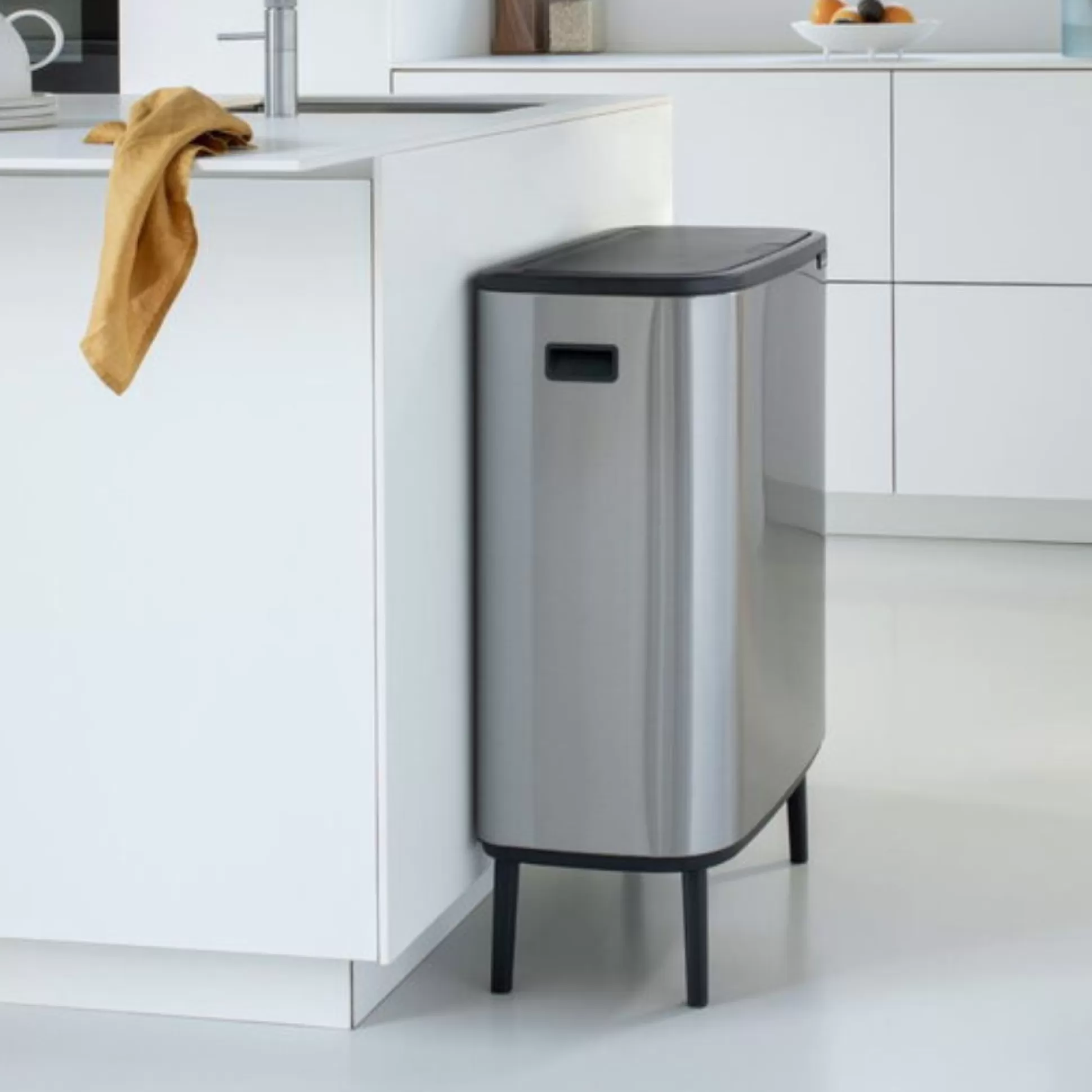 Kitchen Utensils & Accessories>Meadows and Byrne Bo Hi Touch Bin - Matt Steel