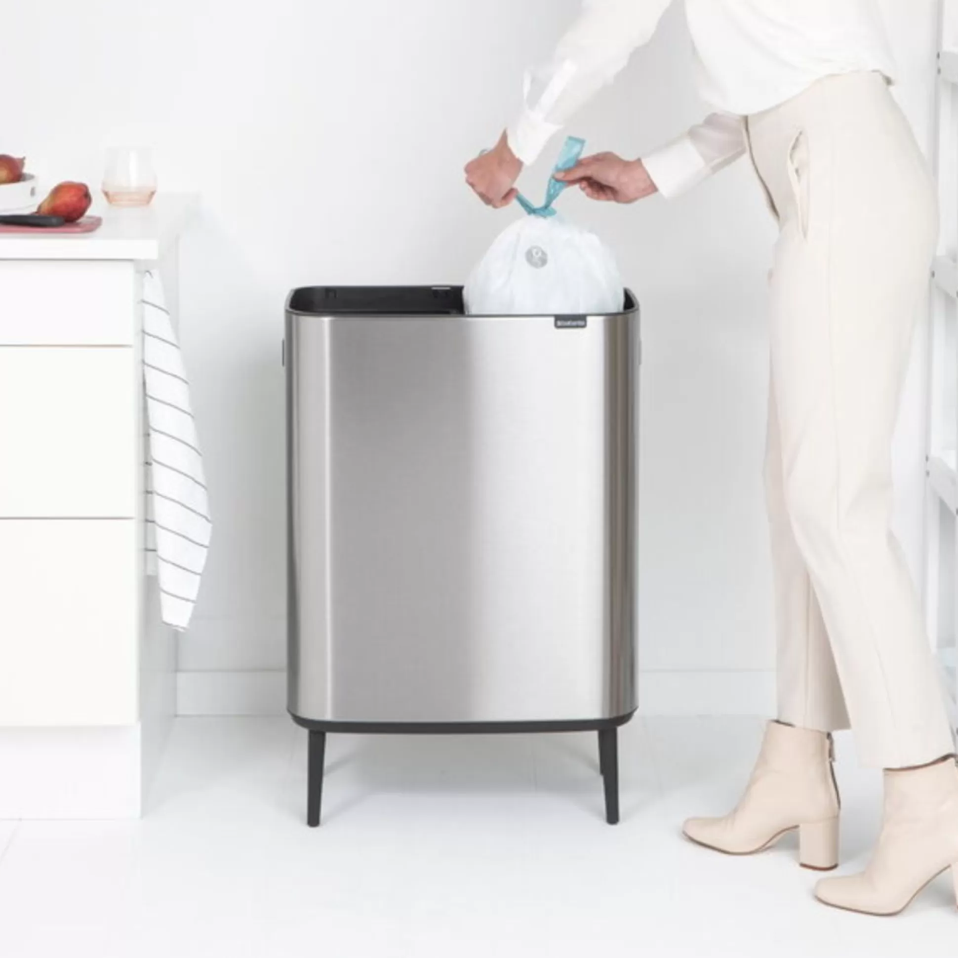 Kitchen Utensils & Accessories>Meadows and Byrne Bo Hi Touch Bin - Matt Steel