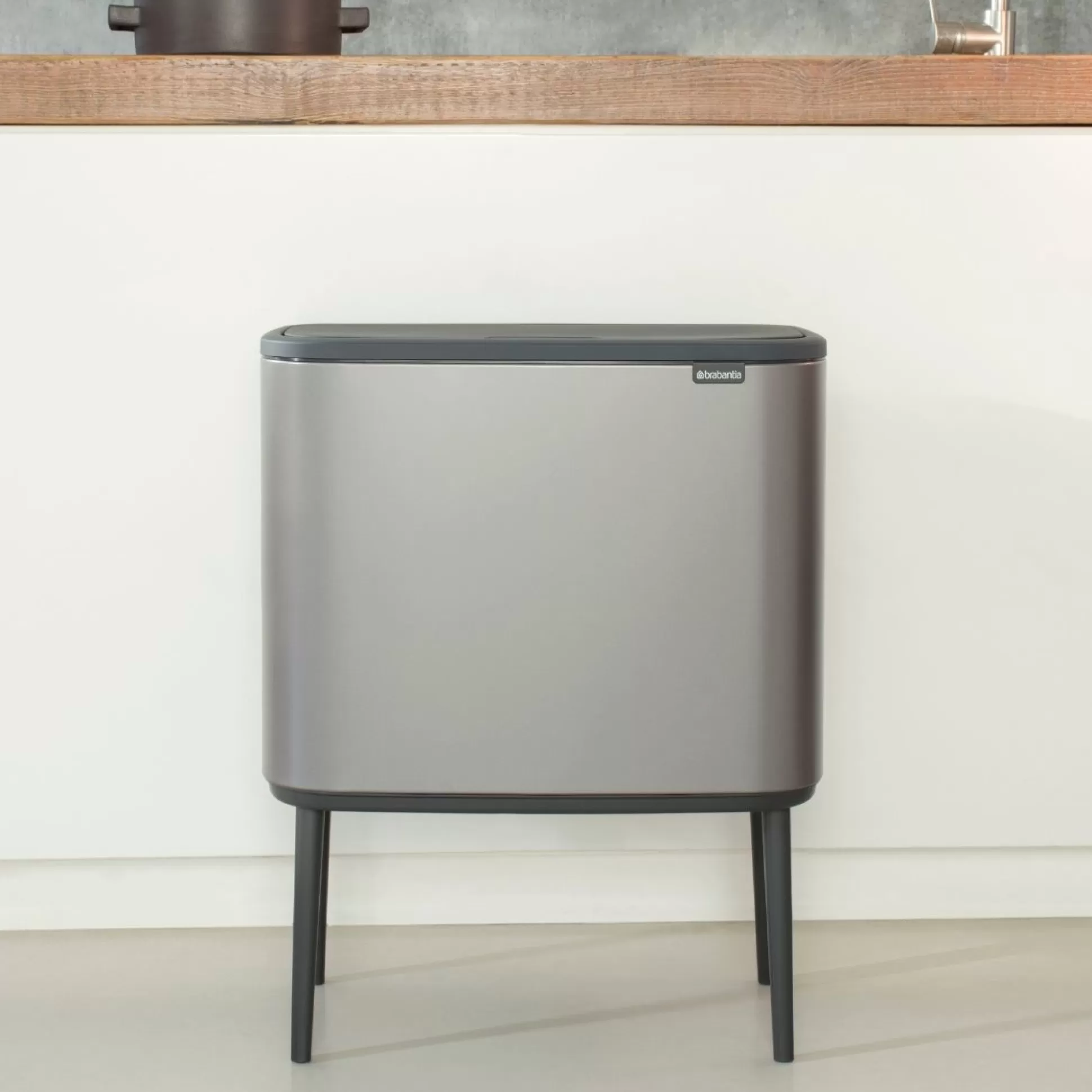 Kitchen Utensils & Accessories>Meadows and Byrne Bo Touch Bin - Platinum
