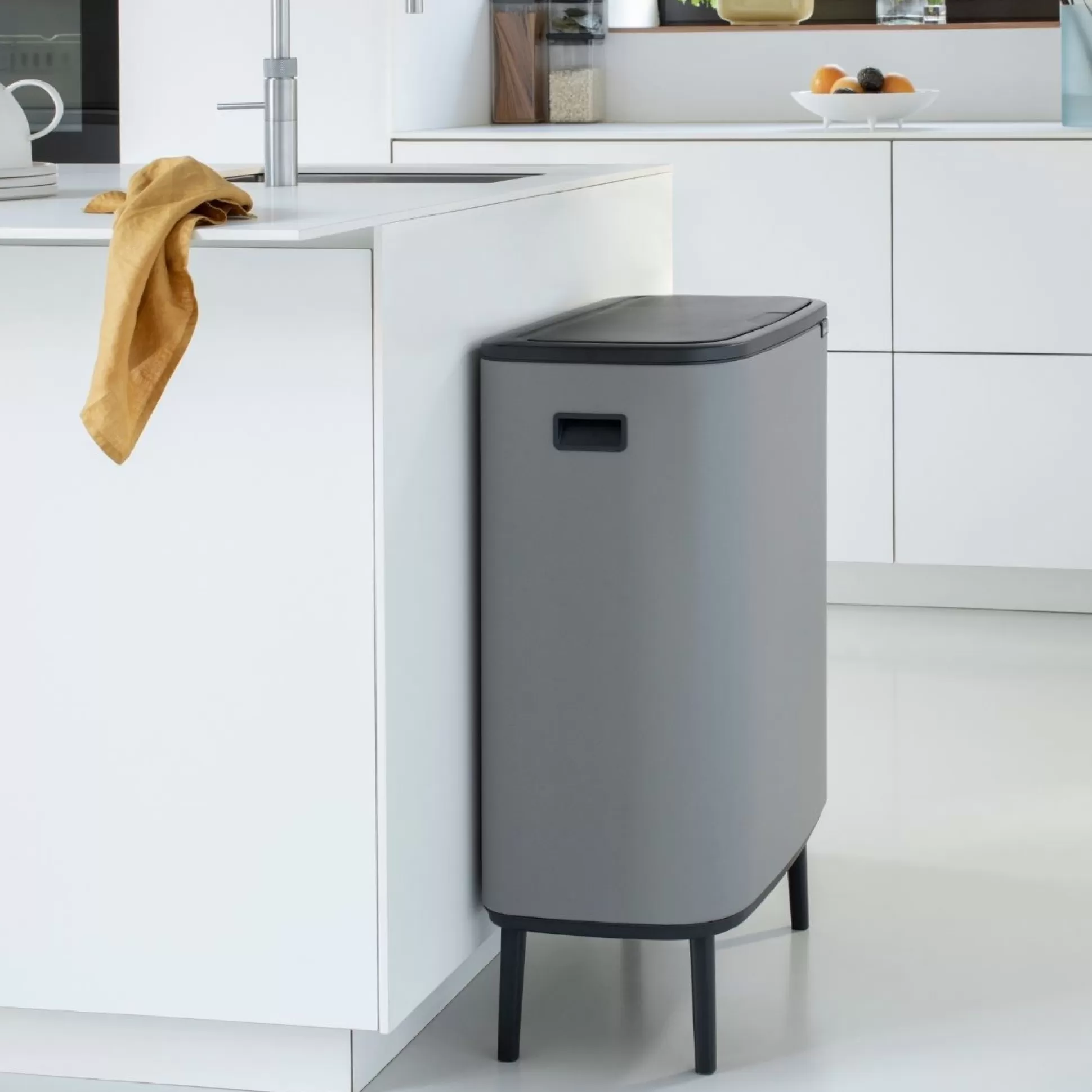 Kitchen Utensils & Accessories>Meadows and Byrne Bo Touch Bin Hi - Mineral Concrete Grey