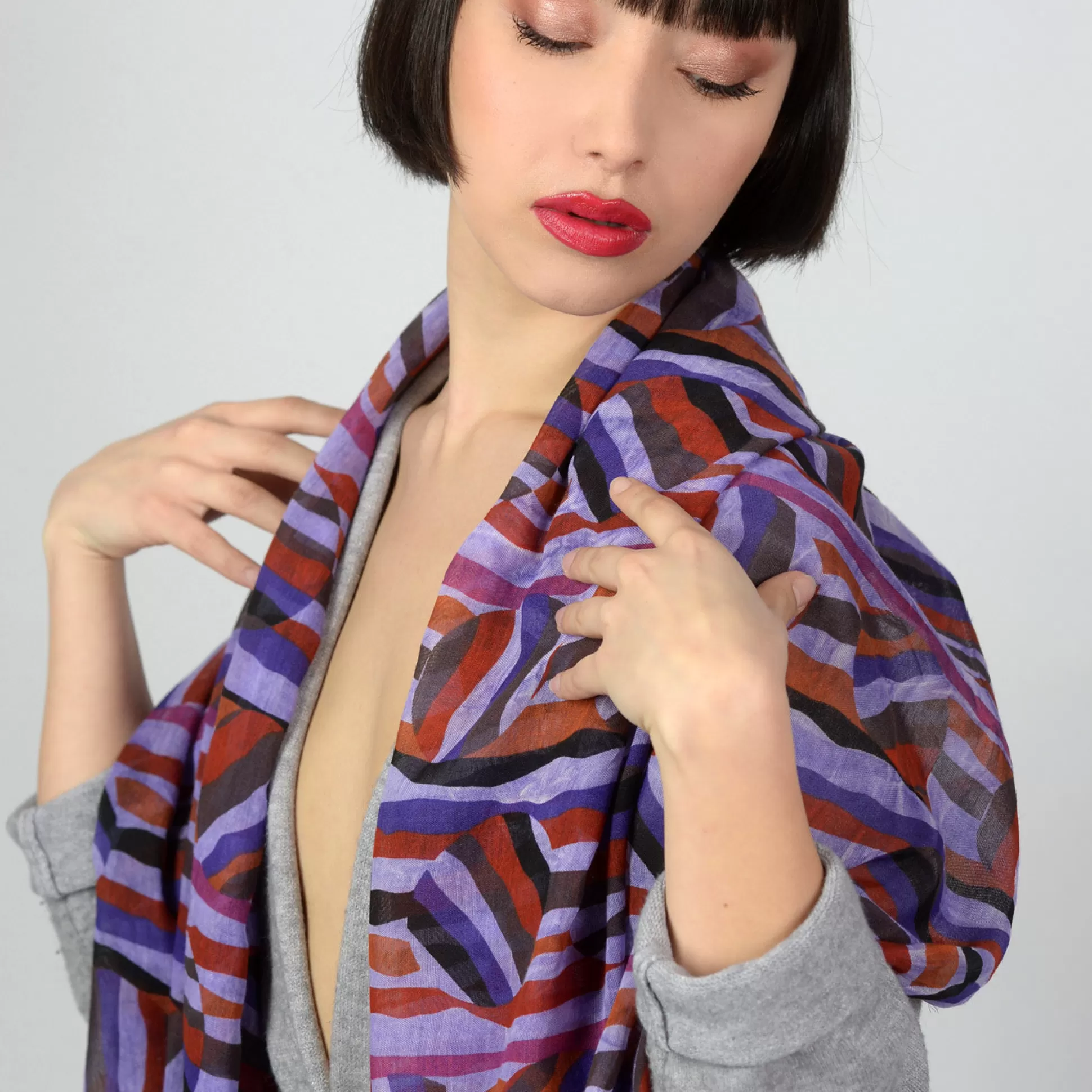 Hats, Scarves, Gloves>Meadows and Byrne Boettiinspired Bamboo Scarf - Purple