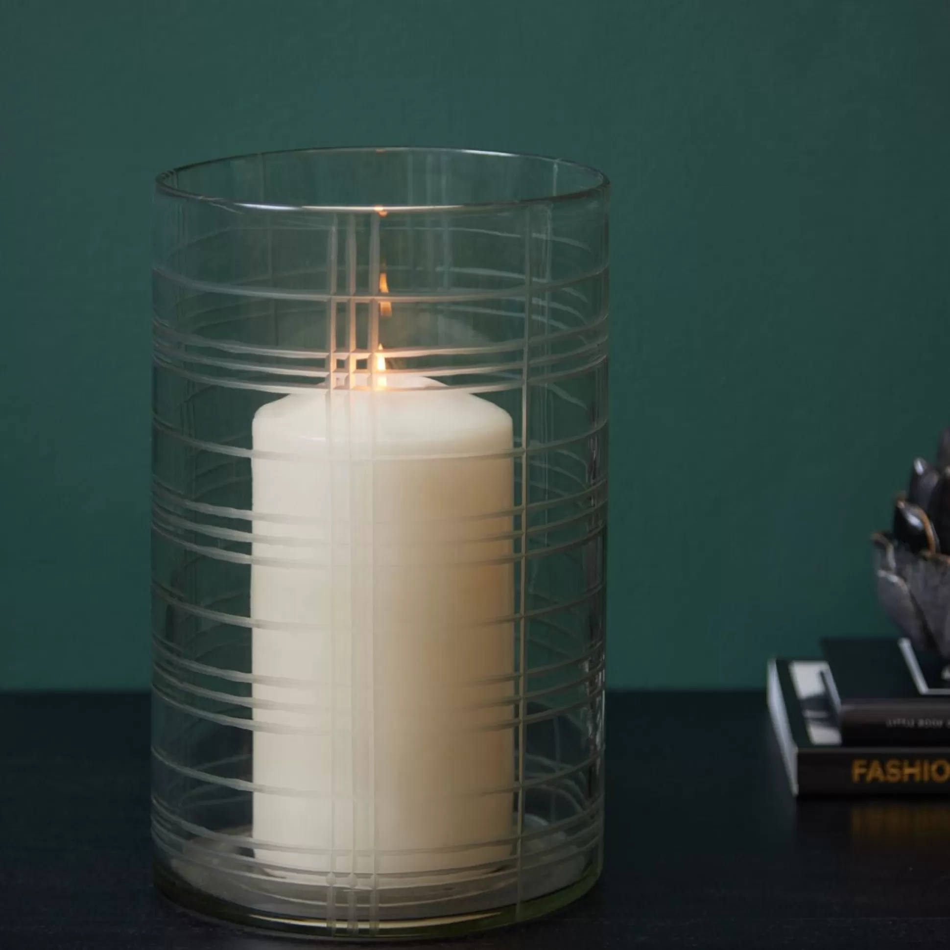 Candle Holders>Meadows and Byrne Burberry Etched Hurricane With Gift Box