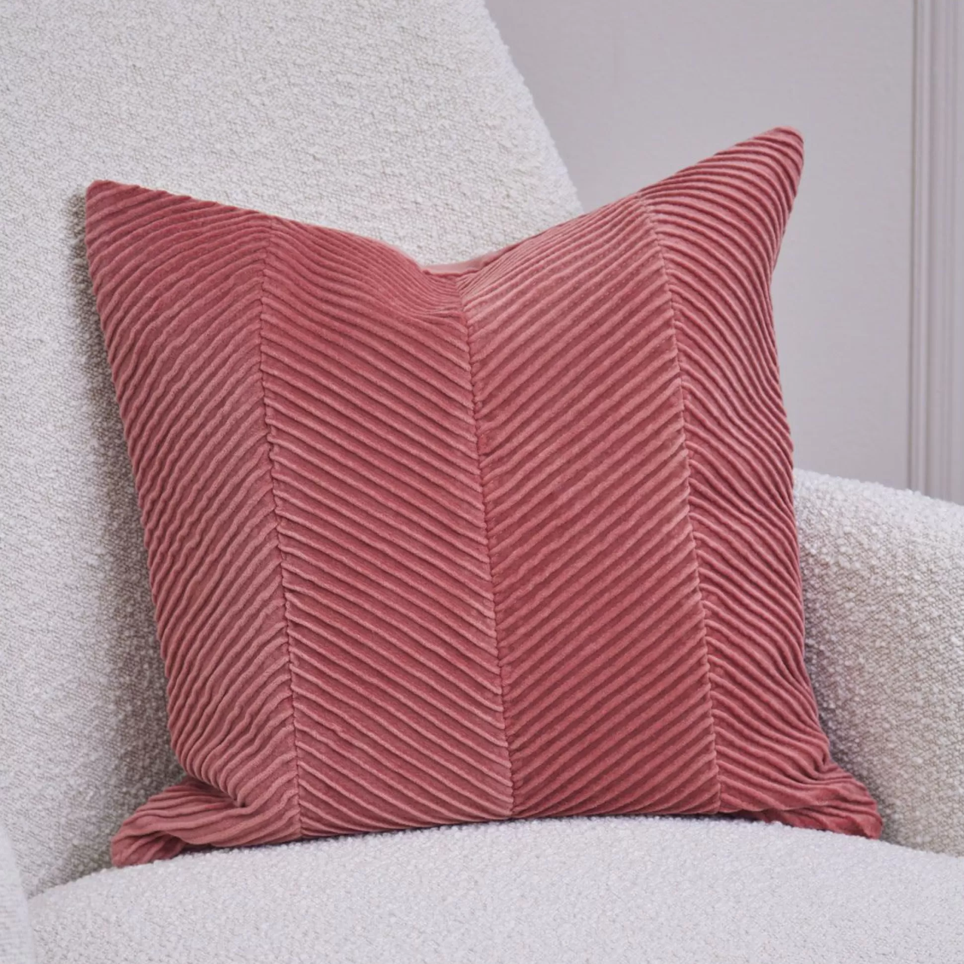 Cushions>Meadows and Byrne Caramel Pink Chevron Design Cushion