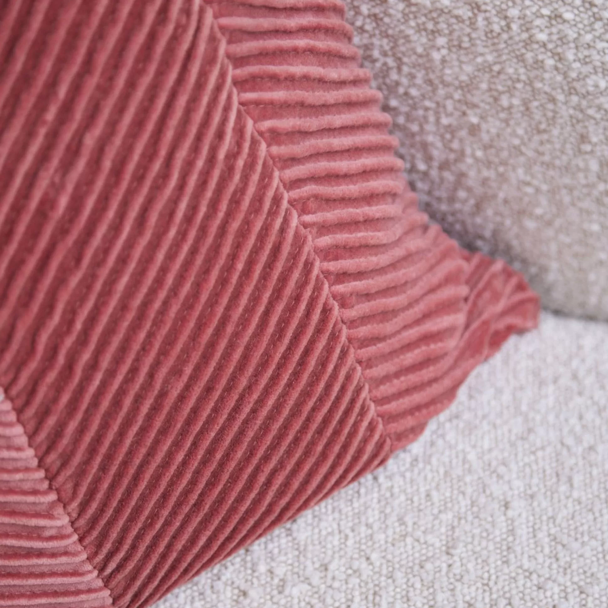 Cushions>Meadows and Byrne Caramel Pink Chevron Design Cushion