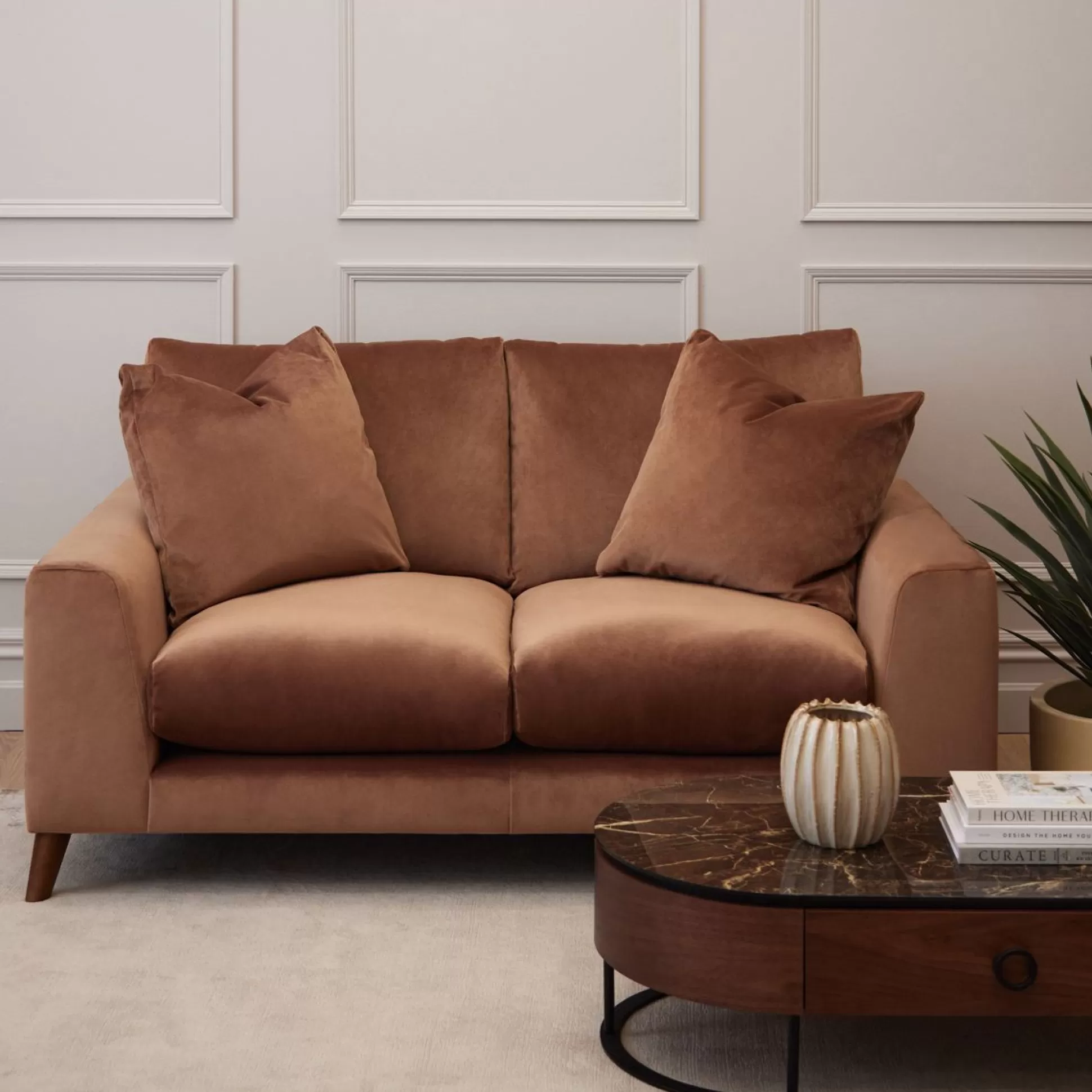 - 2 Seater Sofas>Meadows and Byrne Carter 2 Seater Sofa Camel Velvet