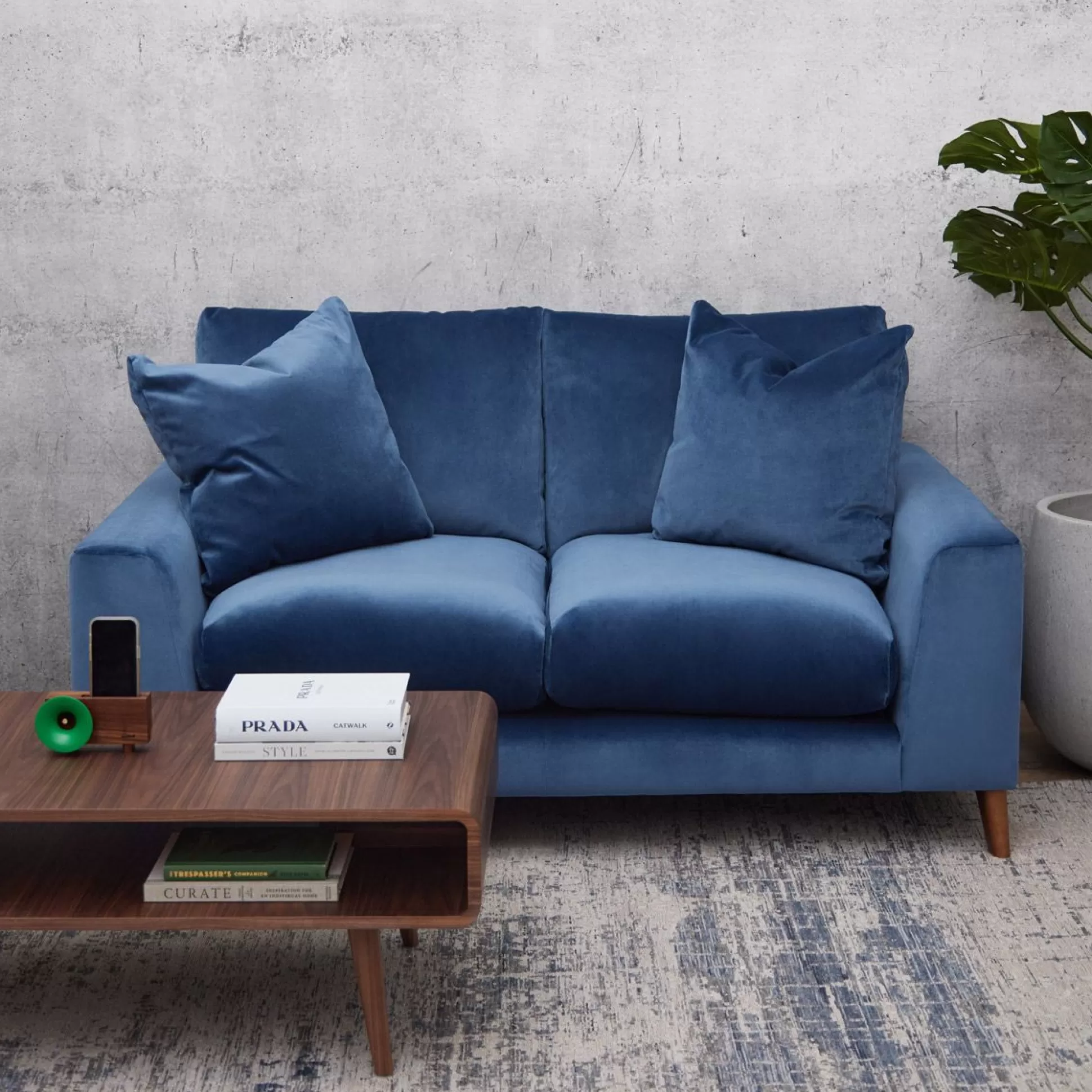 - 2 Seater Sofas>Meadows and Byrne Carter 2 Seater Sofa Mineral Blue Velvet