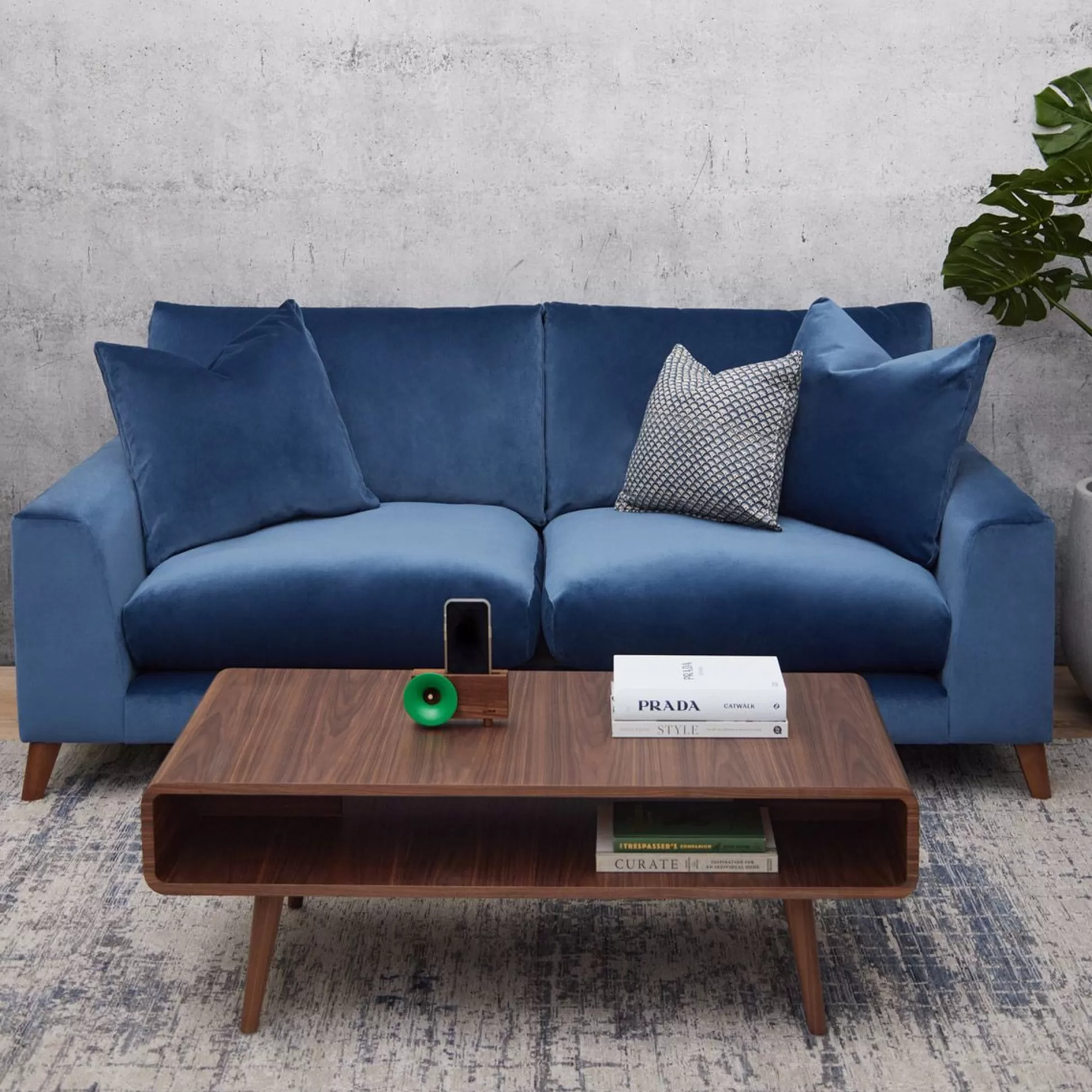 - 3 Seater Sofas>Meadows and Byrne Carter 3 Seater Sofa Mineral Blue Velvet
