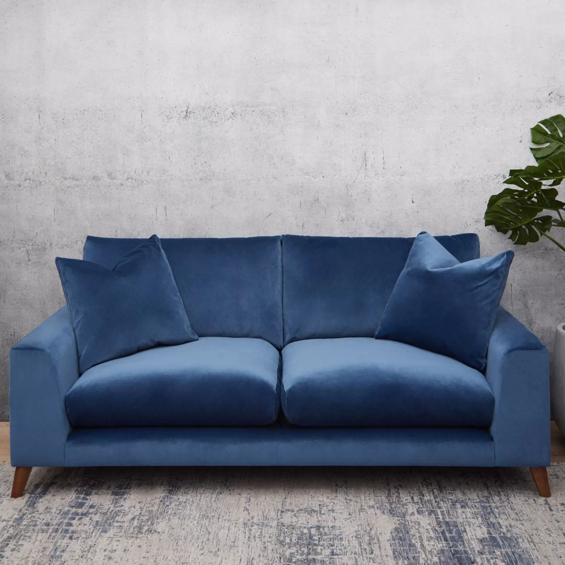 - 3 Seater Sofas>Meadows and Byrne Carter 3 Seater Sofa Mineral Blue Velvet