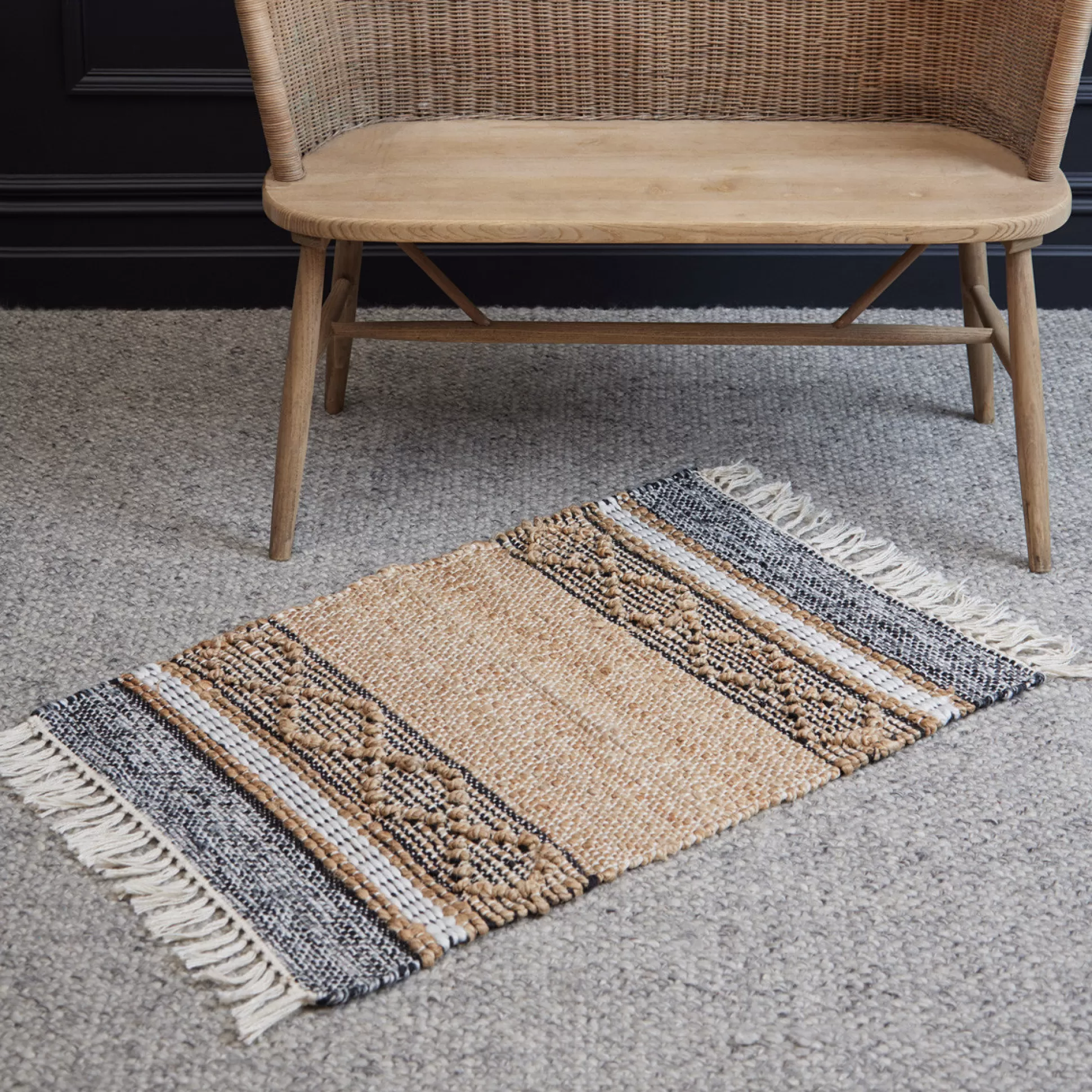 Rugs & Door Mats>Meadows and Byrne Ceili Jute Handloom Rug - Black