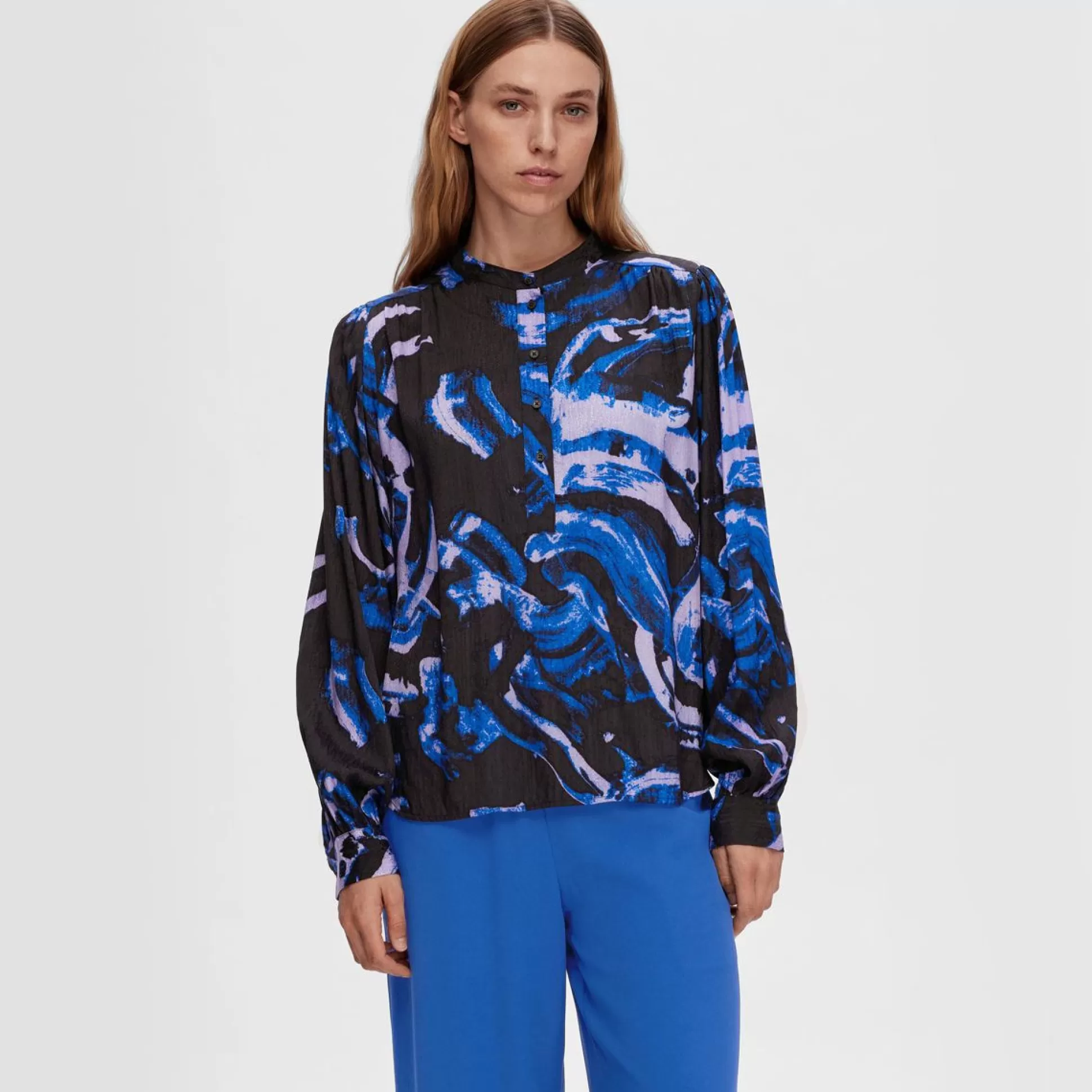 Shirts & Blouses>Meadows and Byrne Cendela Swirl Print Blouse Multicoloured