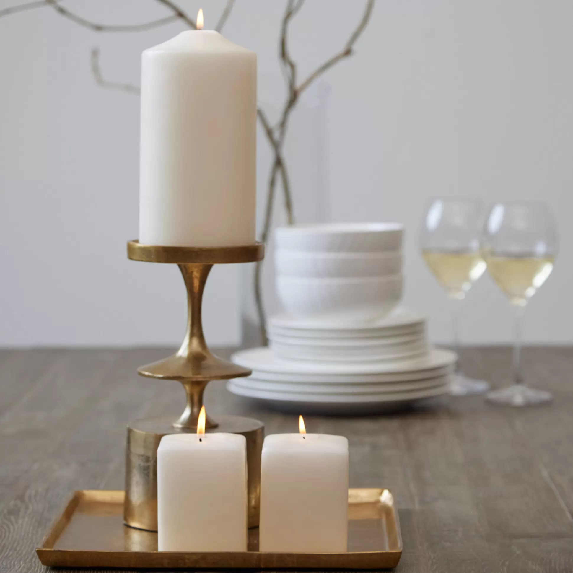 Candle Holders>Meadows and Byrne Clara Square Platter - Gold