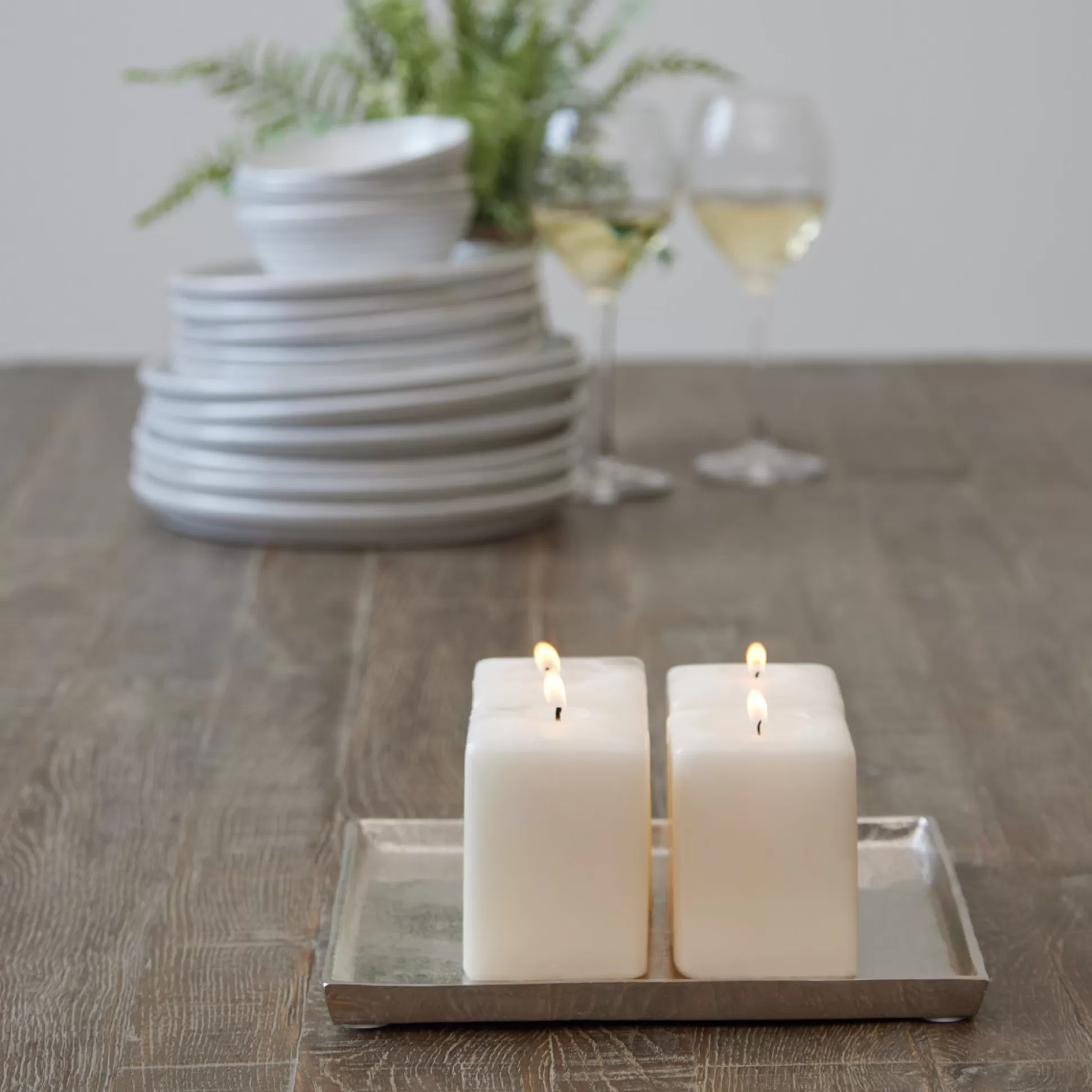 Candle Holders>Meadows and Byrne Clara Square Platter - Silver