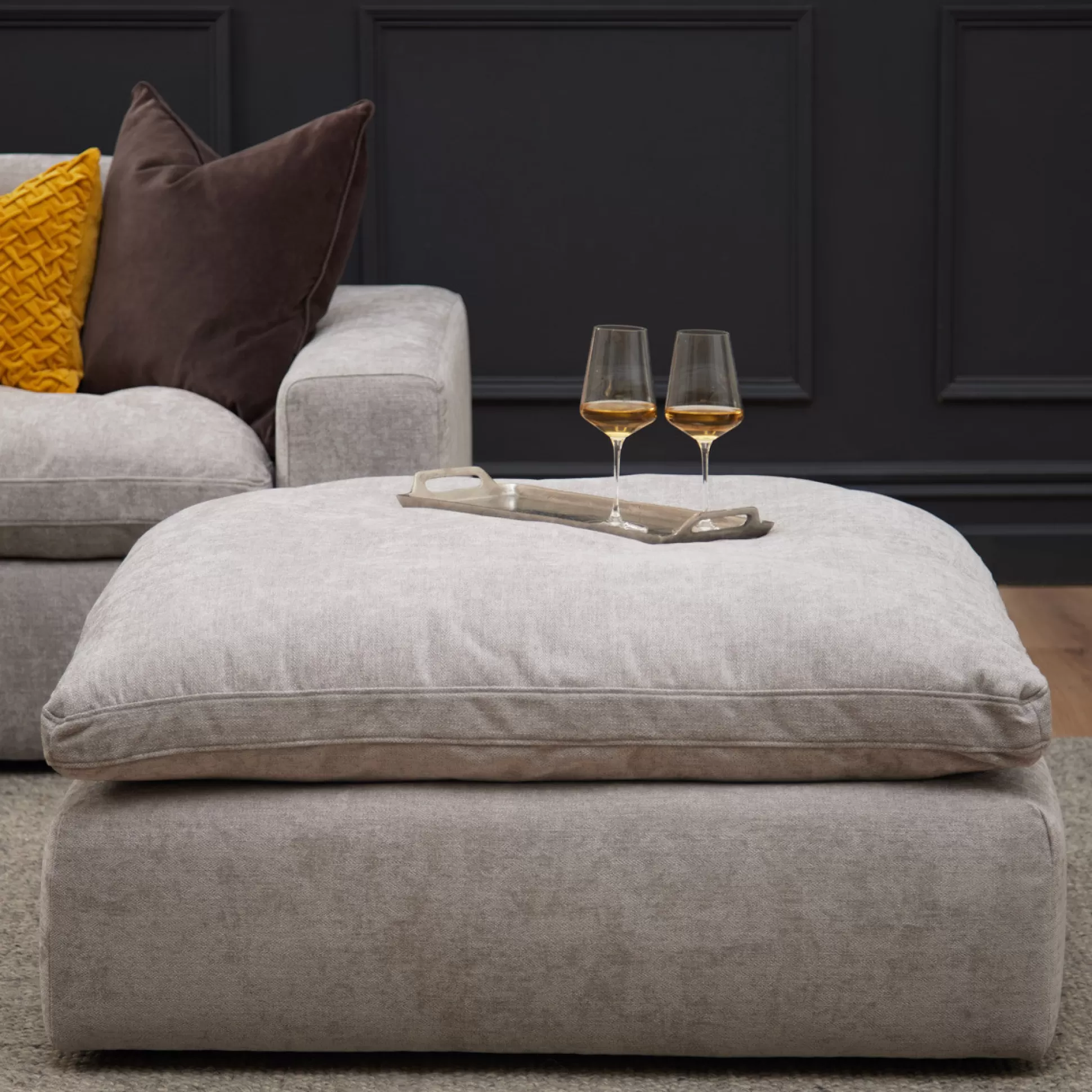 Ottomans&Footstools>Meadows and Byrne Cloud Grey Square Ottoman