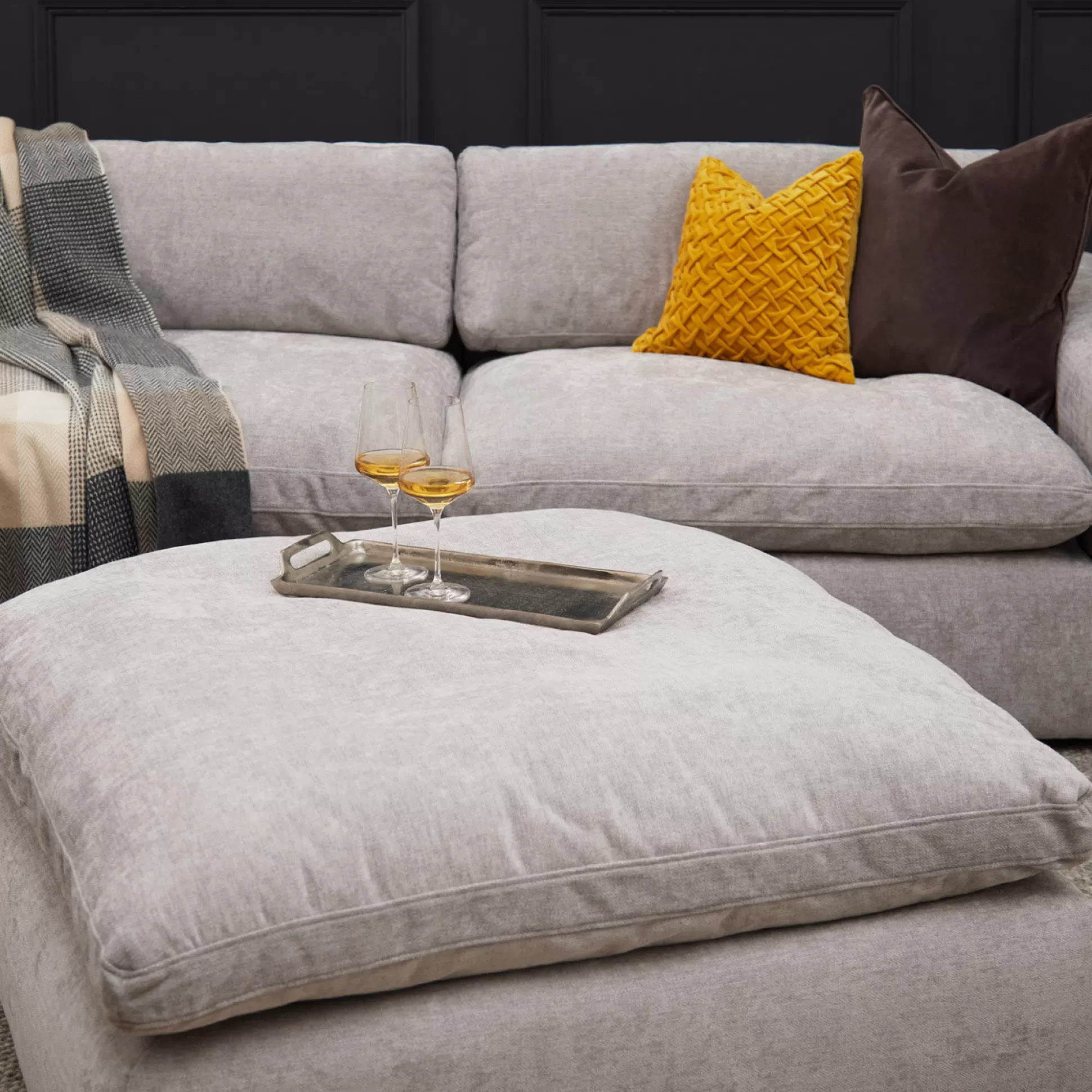 Ottomans&Footstools>Meadows and Byrne Cloud Grey Square Ottoman