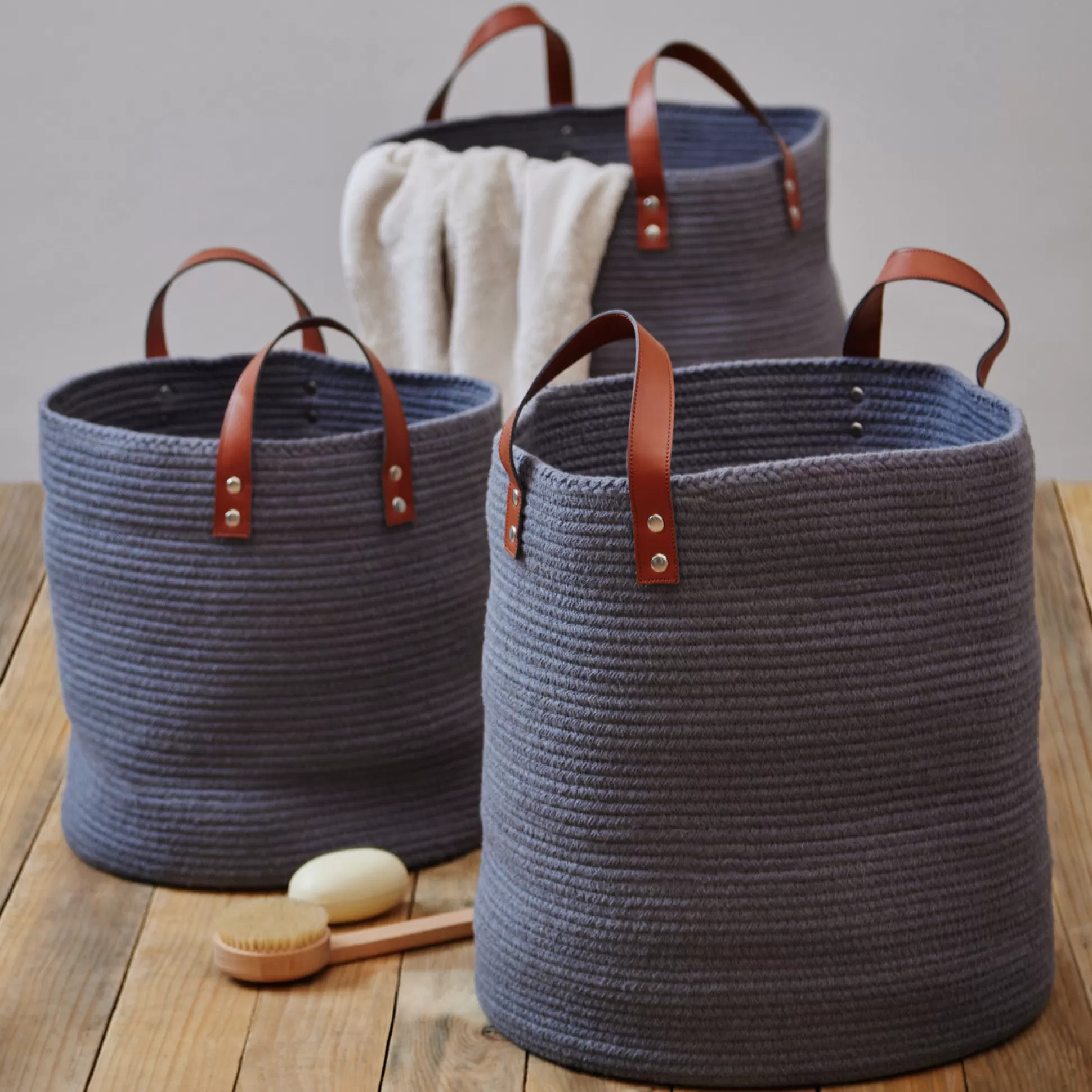 Laundry Baskets>Meadows and Byrne Cotton Laundry Basket Collection - Grey