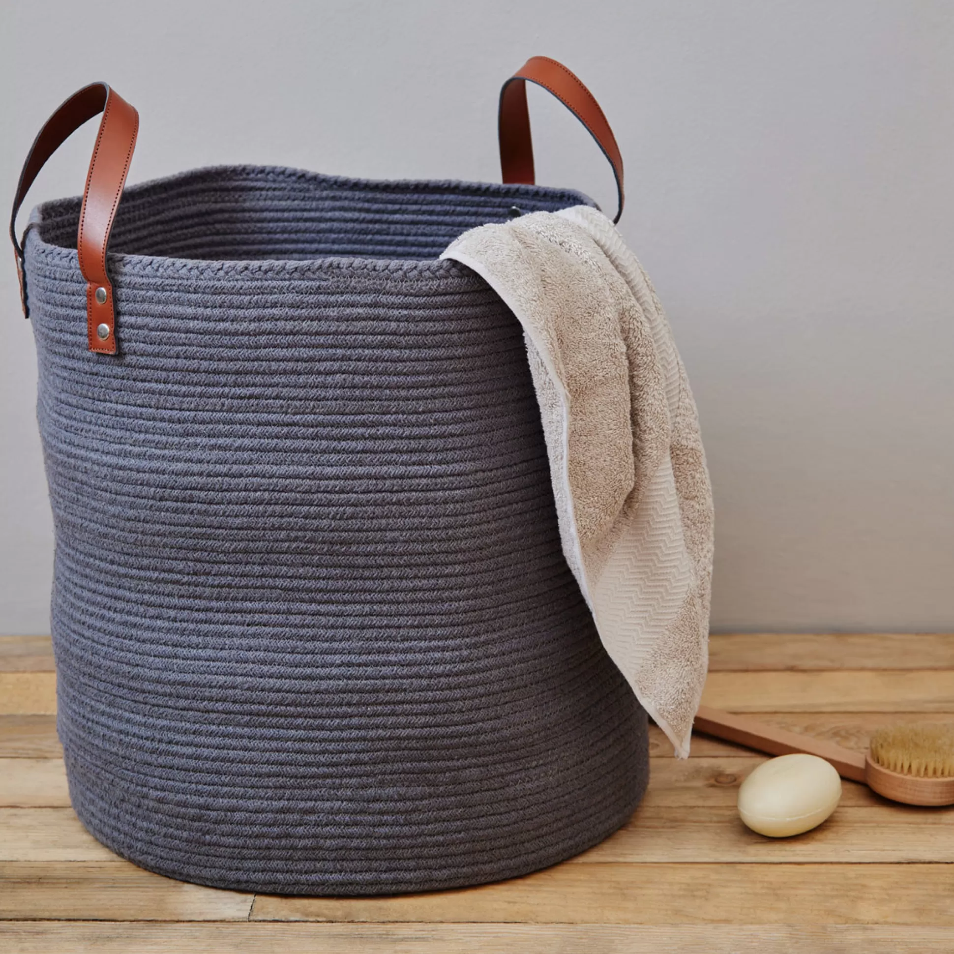 Laundry Baskets>Meadows and Byrne Cotton Laundry Basket Collection - Grey