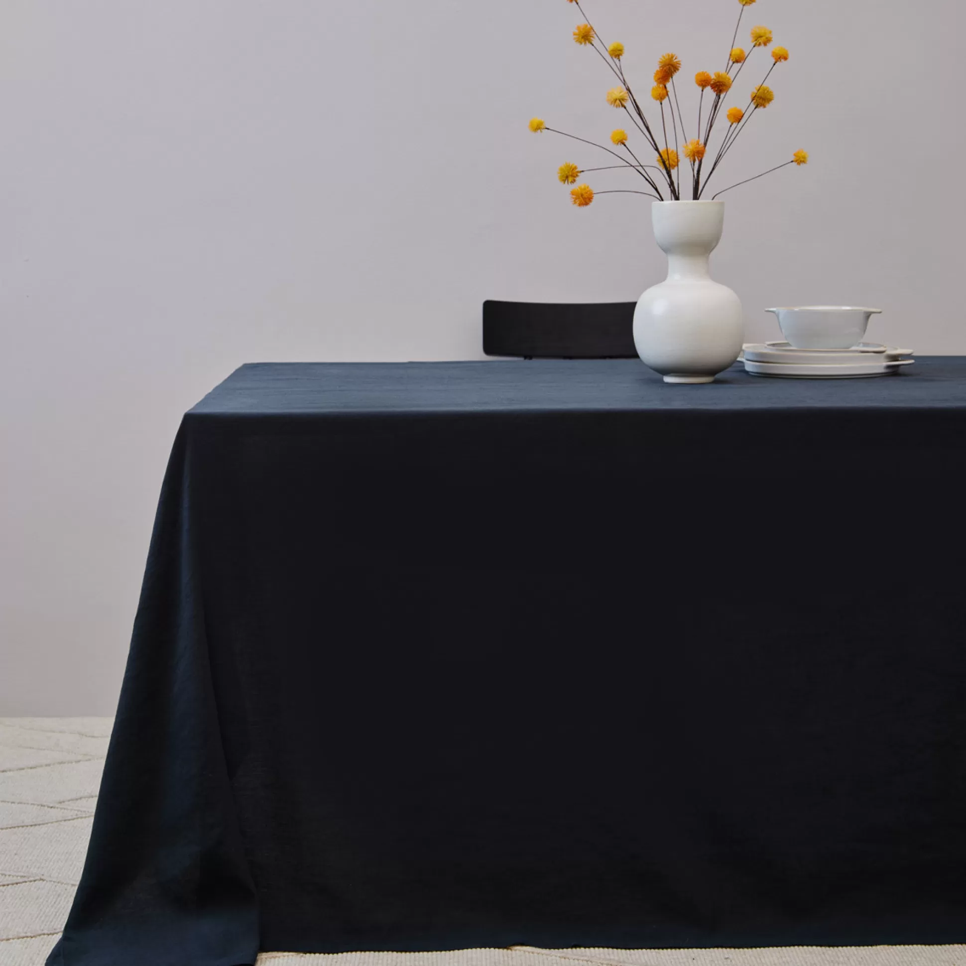Table Linen>Meadows and Byrne Cotton Linen Tablecloth Collection - Charcoal