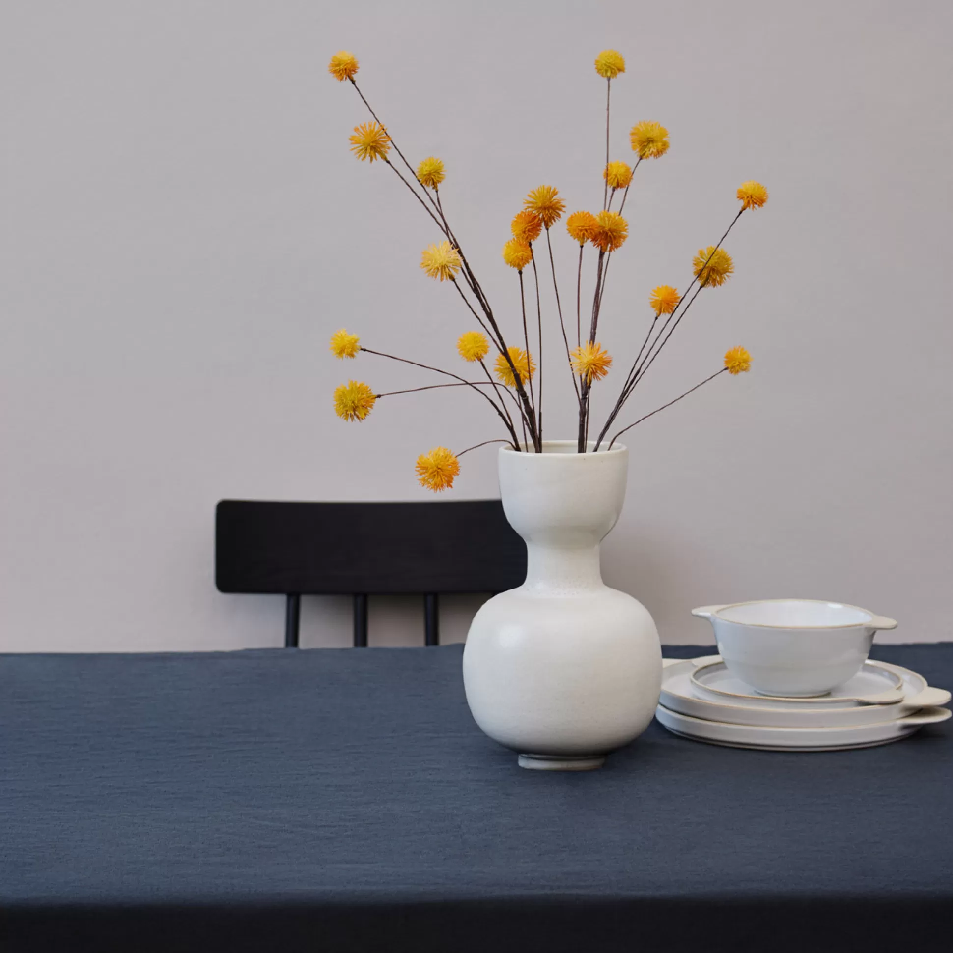 Table Linen>Meadows and Byrne Cotton Linen Tablecloth Collection - Charcoal