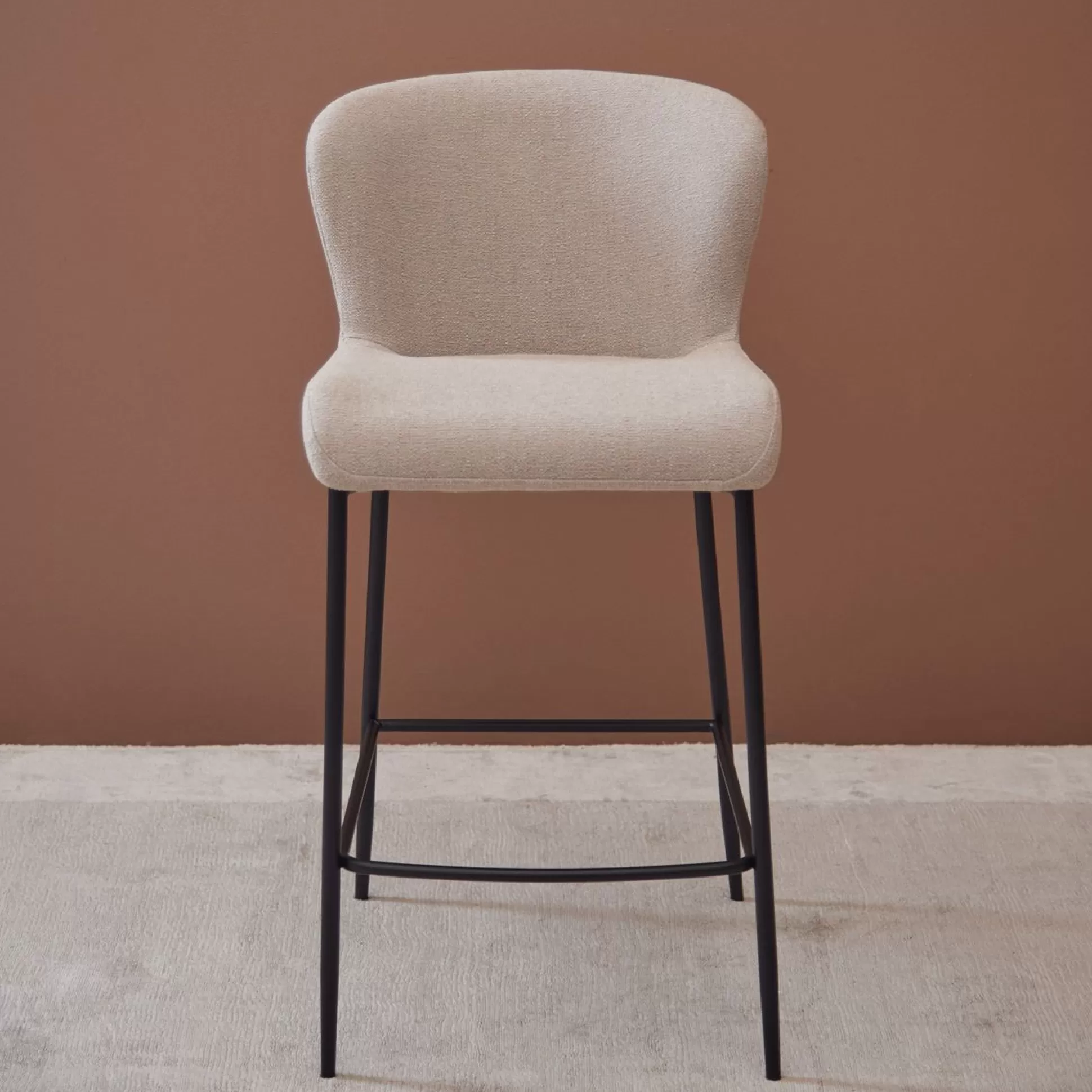 Bar&Counter Stools>Meadows and Byrne Cream Boucle Glam Counter Stool With Black Legs