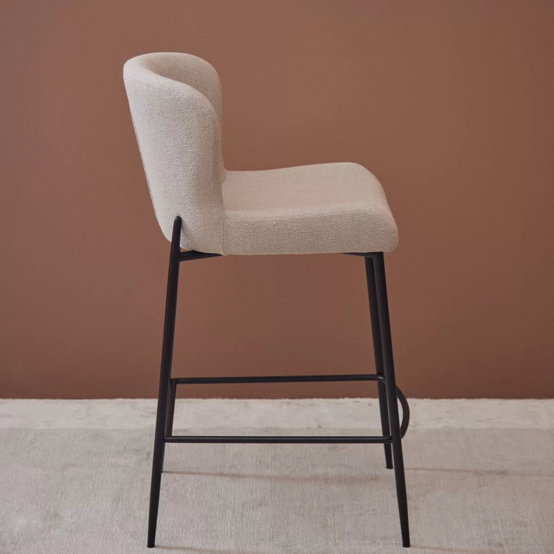 Bar&Counter Stools>Meadows and Byrne Cream Boucle Glam Counter Stool With Black Legs