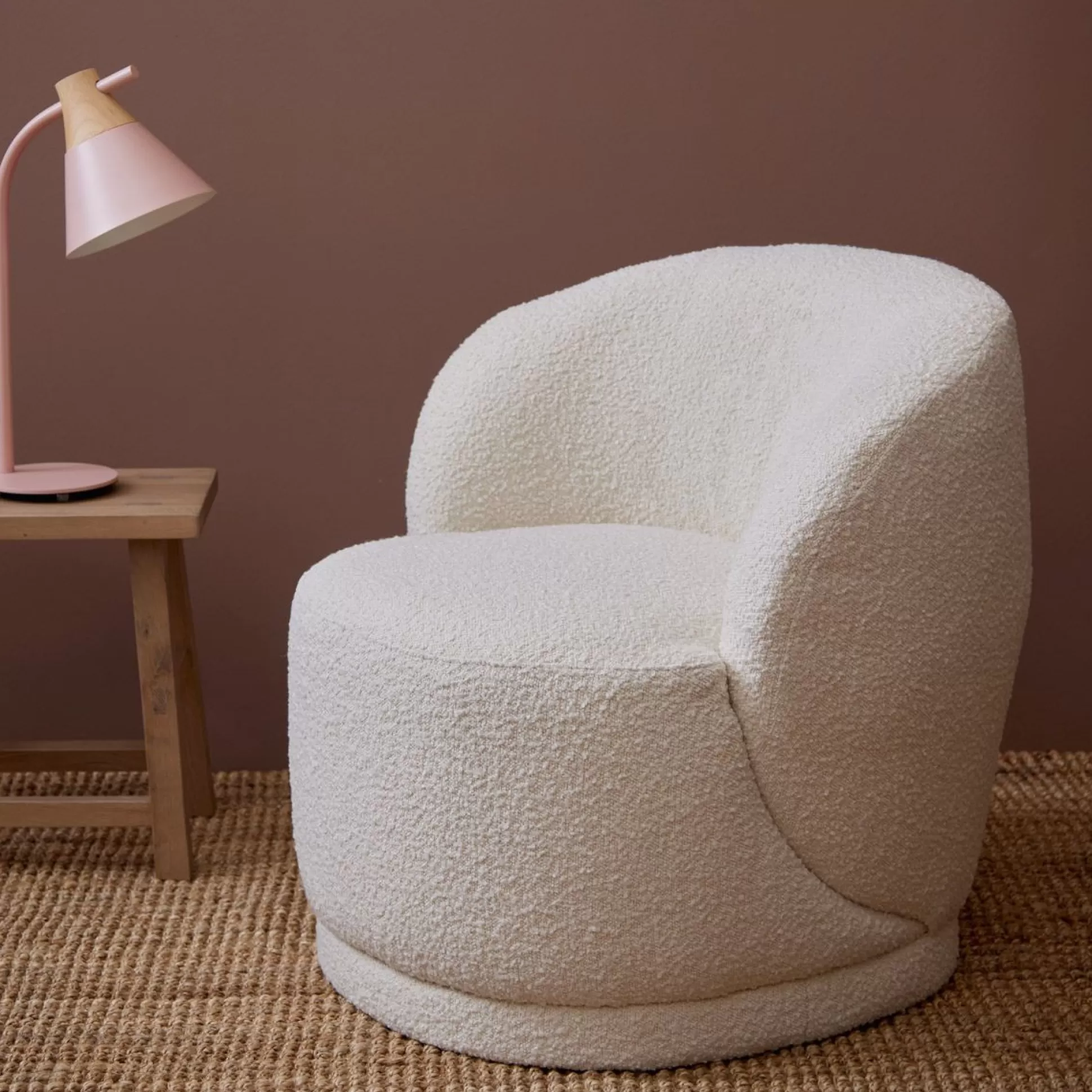 Armchairs>Meadows and Byrne Cream Boucle Harp Lounge Chair