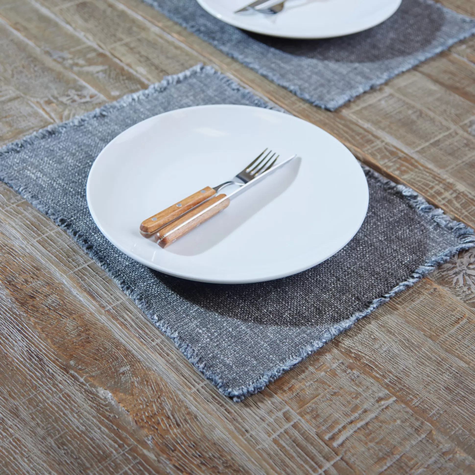 Table Linen>Meadows and Byrne Dark Grey Linen Placemat - Set Of 6