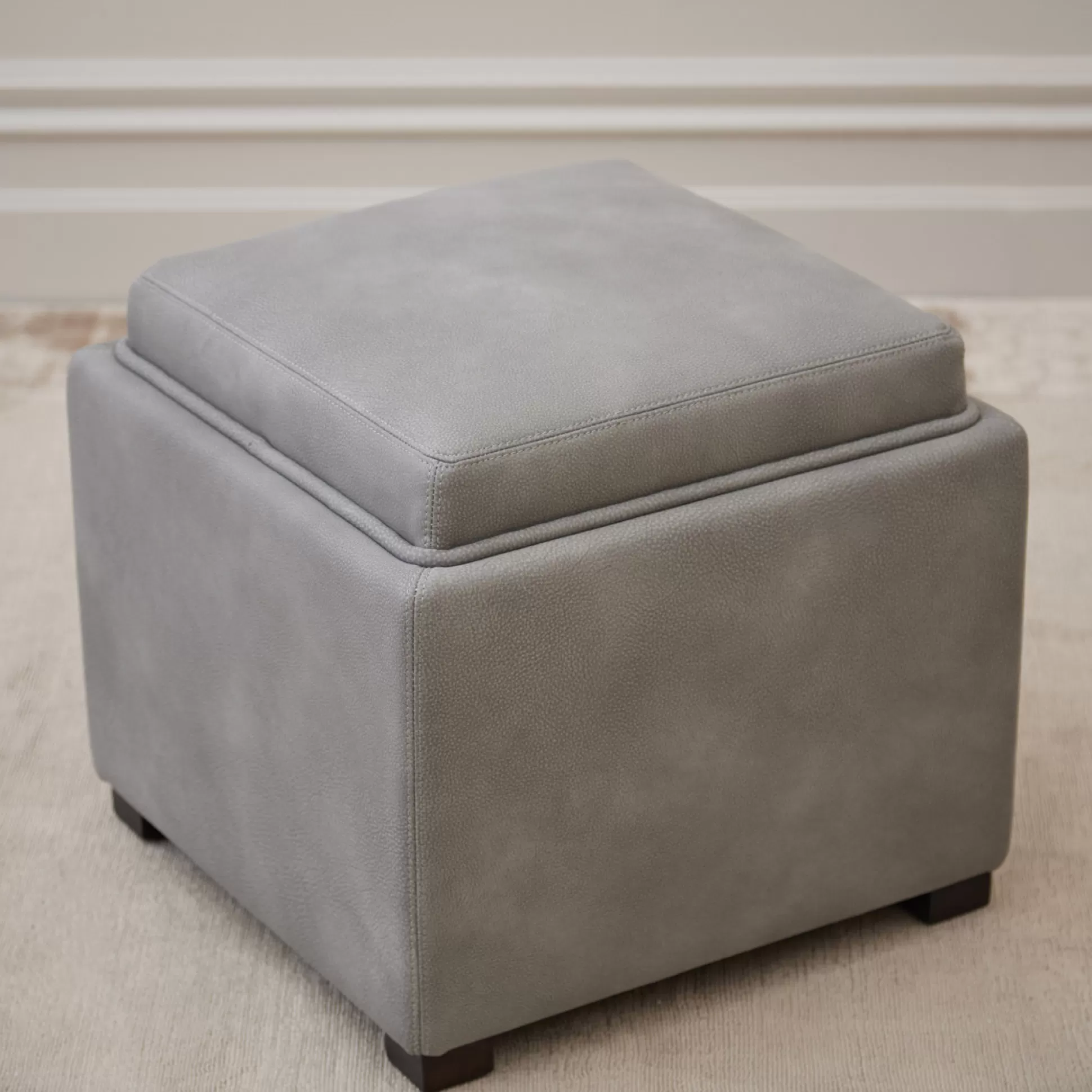 Ottomans&Footstools>Meadows and Byrne Davis Storage Ottoman - Grey