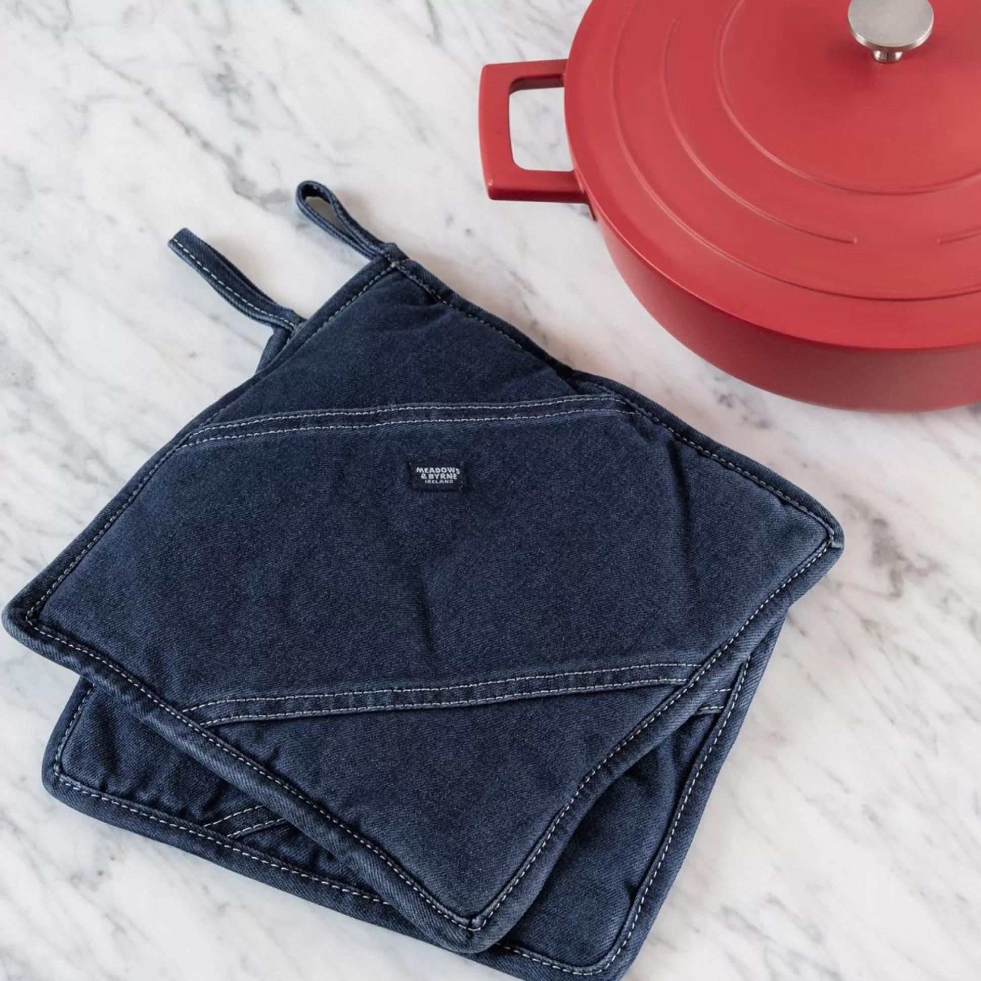 Kitchen Utensils & Accessories>Meadows and Byrne Denim Pot Holder Set Of 2