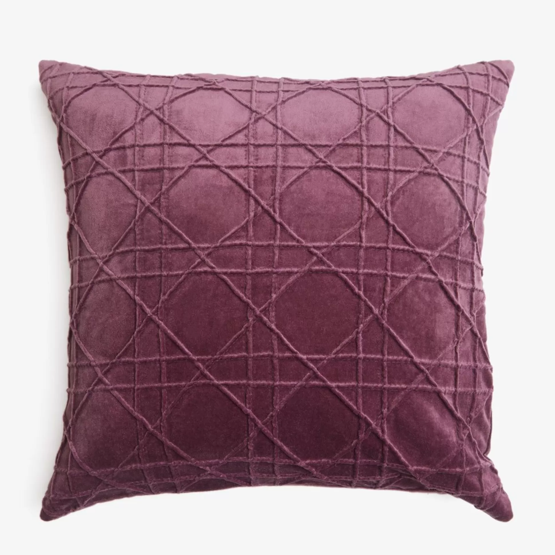 Cushions>Meadows and Byrne Diamond Pintuck Aubergine Cushion