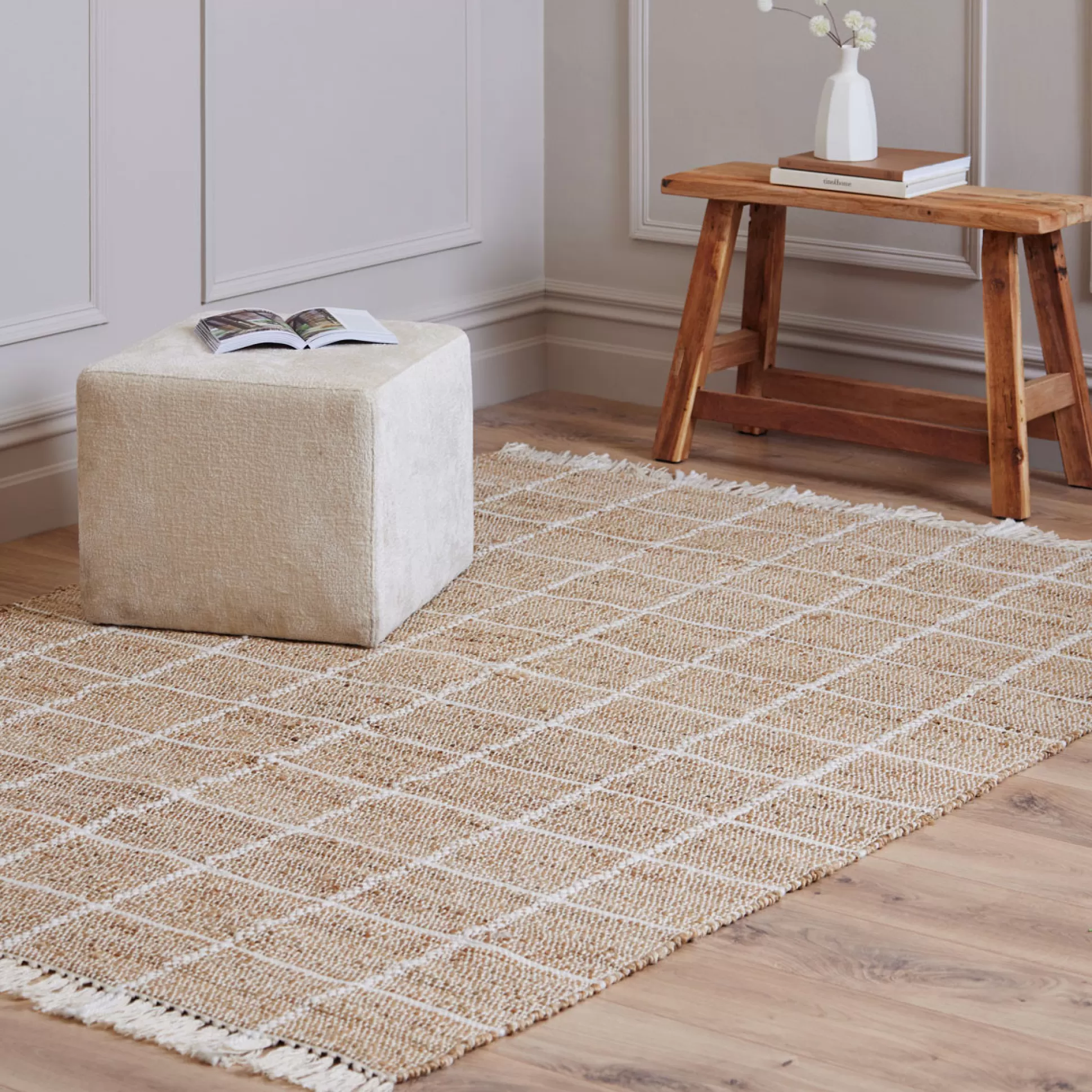 Rugs & Door Mats>Meadows and Byrne Diana Jute Rug - White