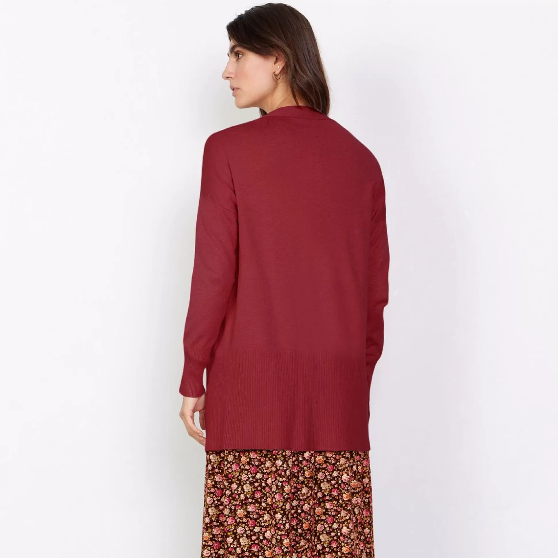 Jumpers & Cardigans>Meadows and Byrne Dollie Edge To Edge Cardigan Red