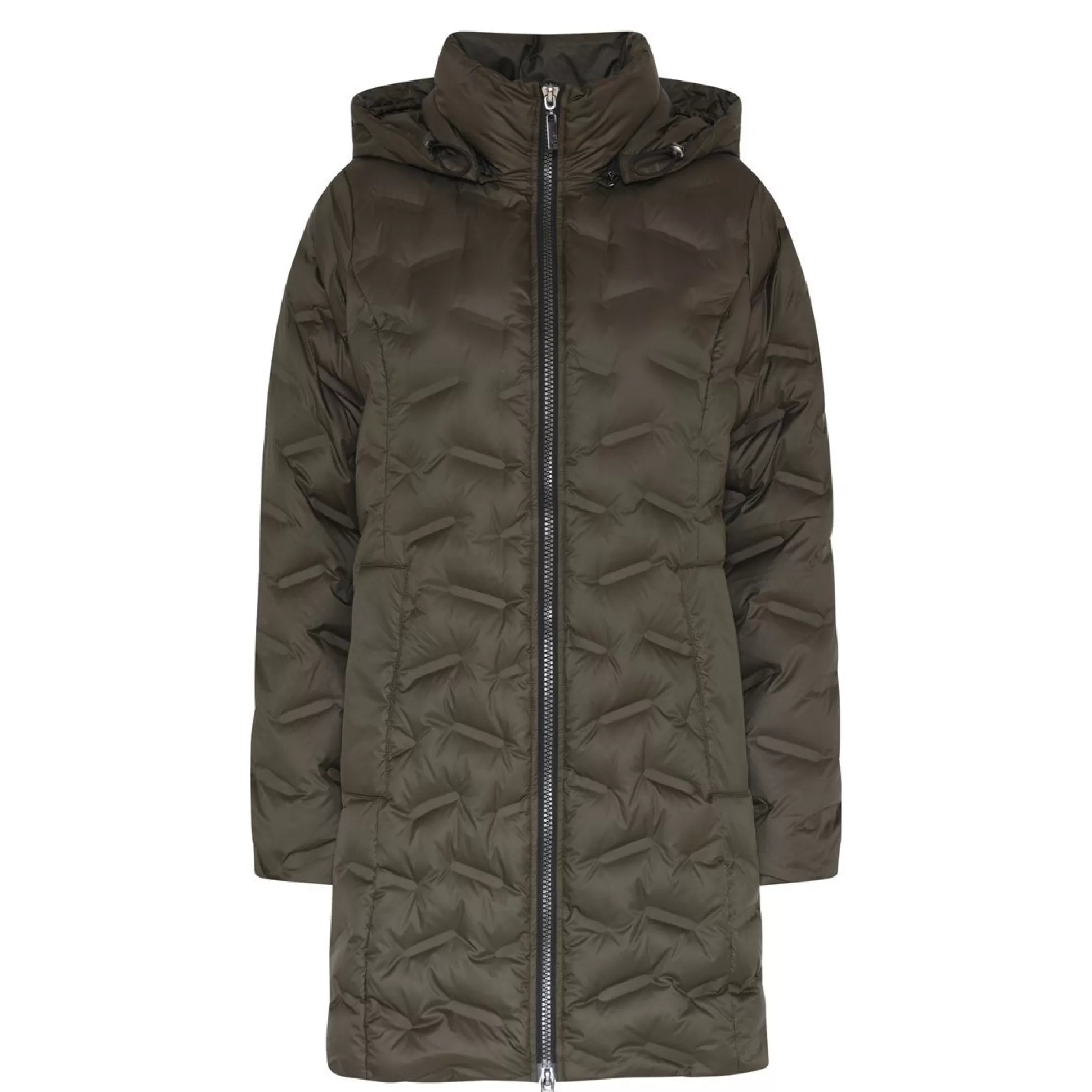 Coats & Jackets>Meadows and Byrne Down Coat With Detachable Hood Khaki