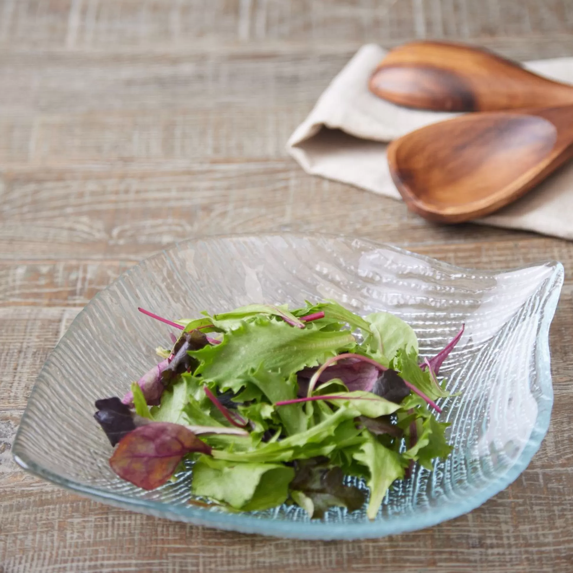 - Salad Bowls>Meadows and Byrne Drops Leaf Salad Bowl Clear