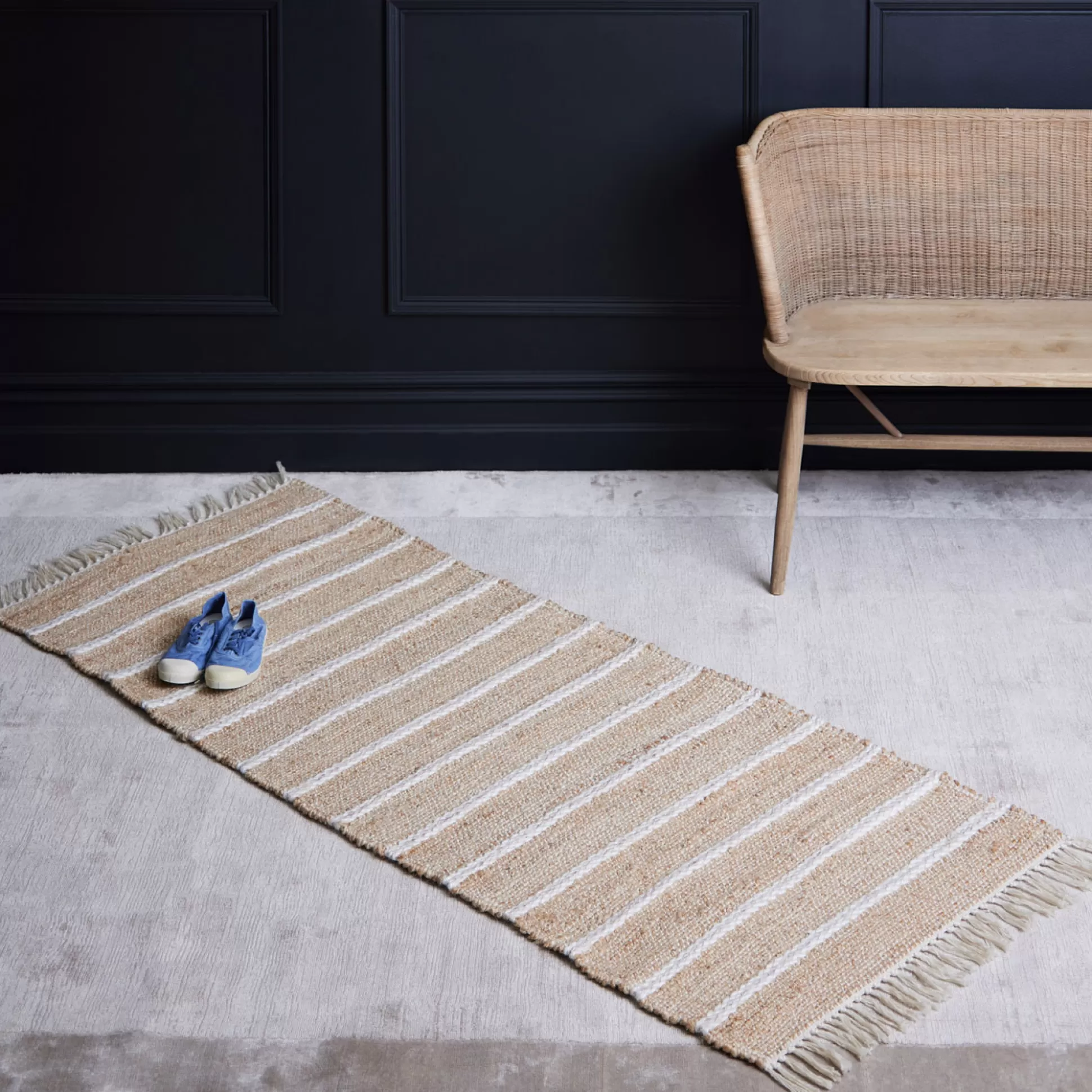 Rugs & Door Mats>Meadows and Byrne Eileen Jute Runner - White