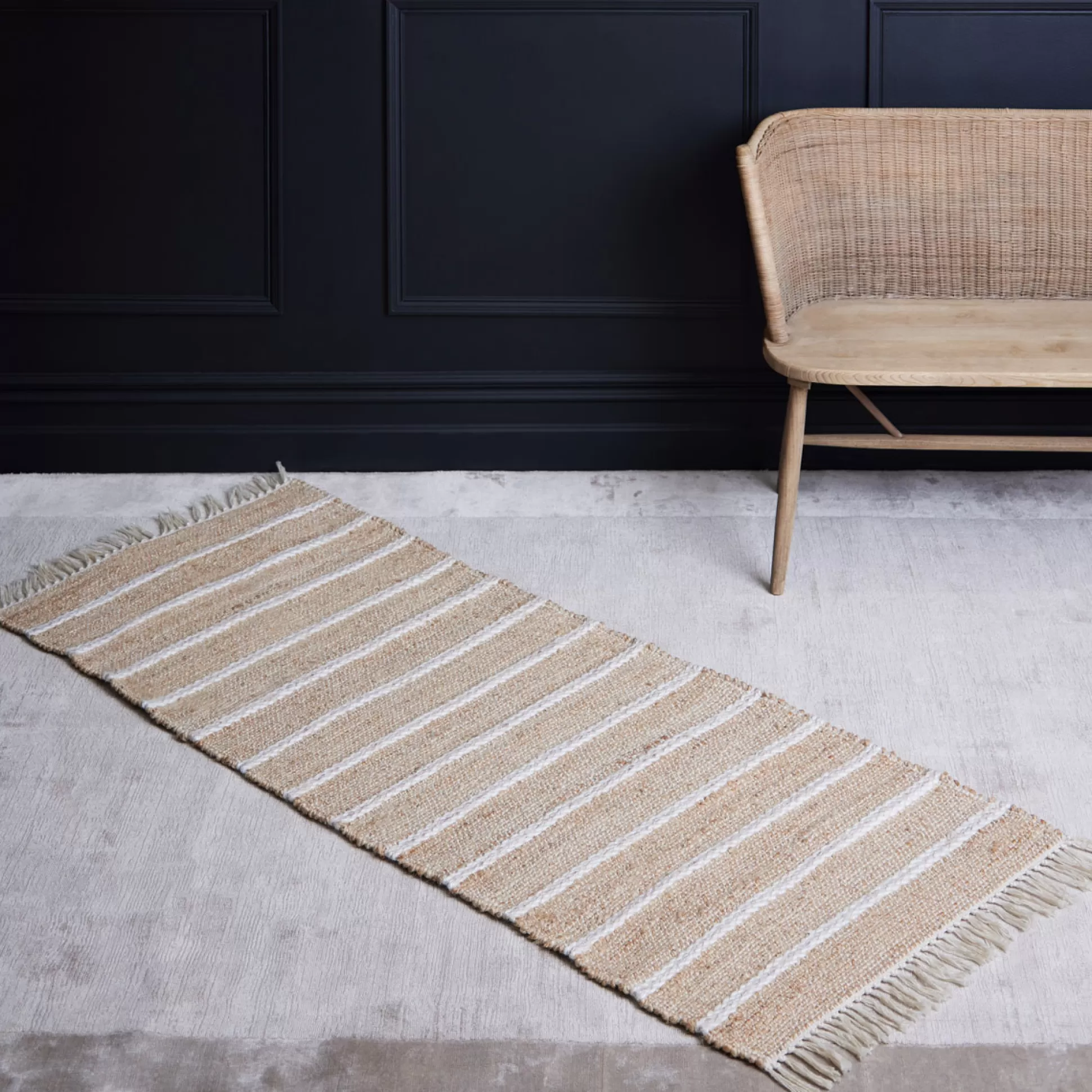 Rugs & Door Mats>Meadows and Byrne Eileen Jute Runner - White