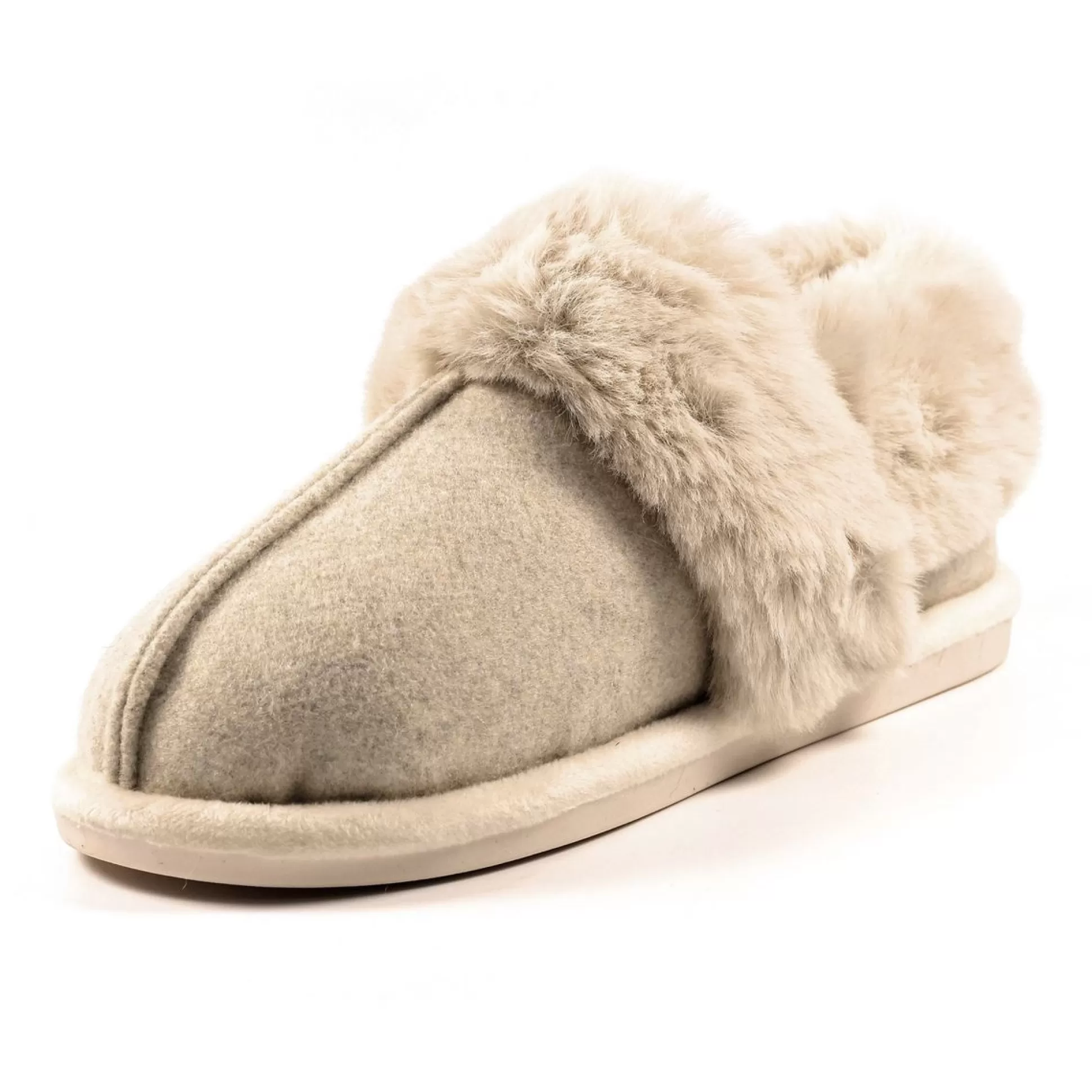 Slippers>Meadows and Byrne Ember Faux Fur Slippers Beige