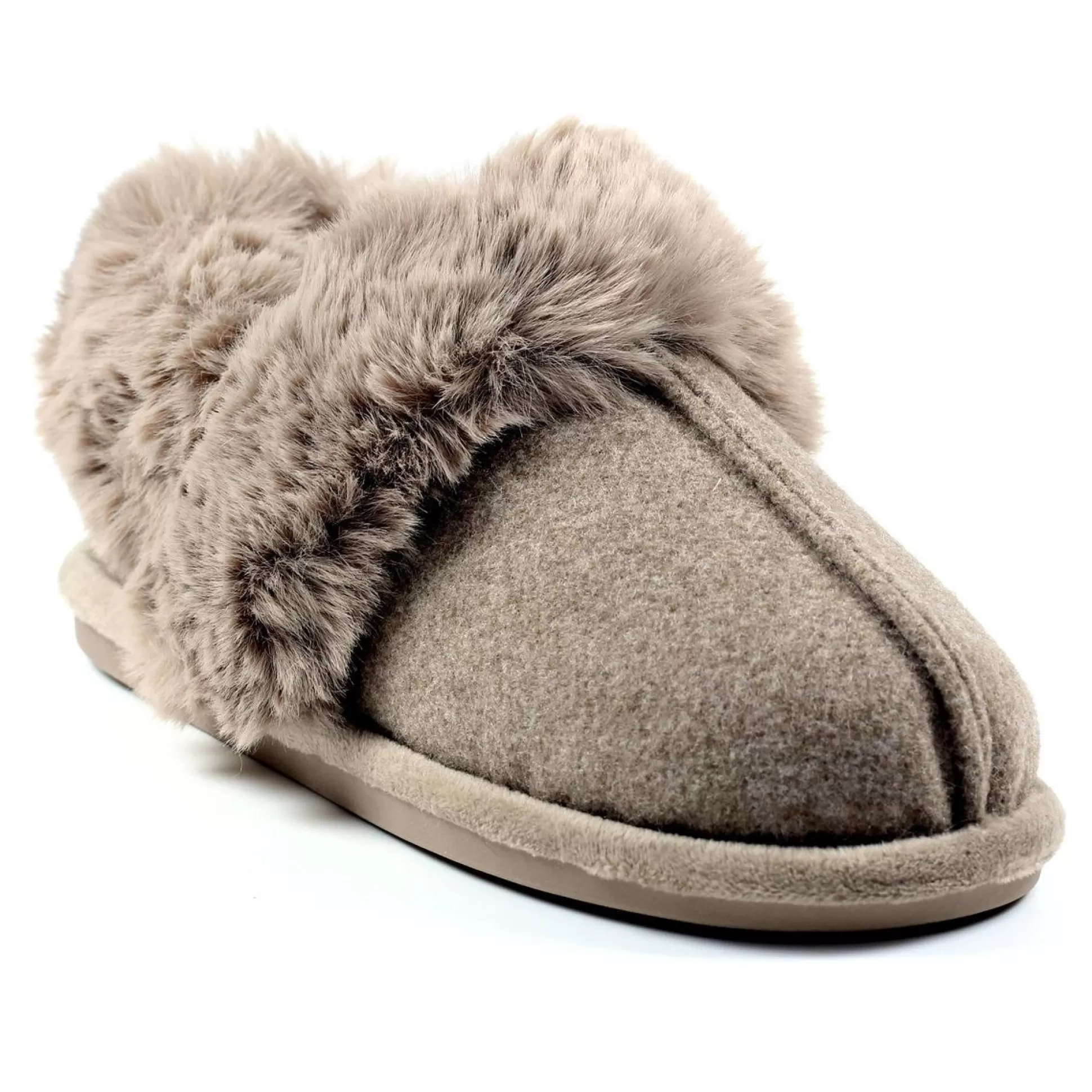 Slippers>Meadows and Byrne Ember Faux Fur Slippers Taupe